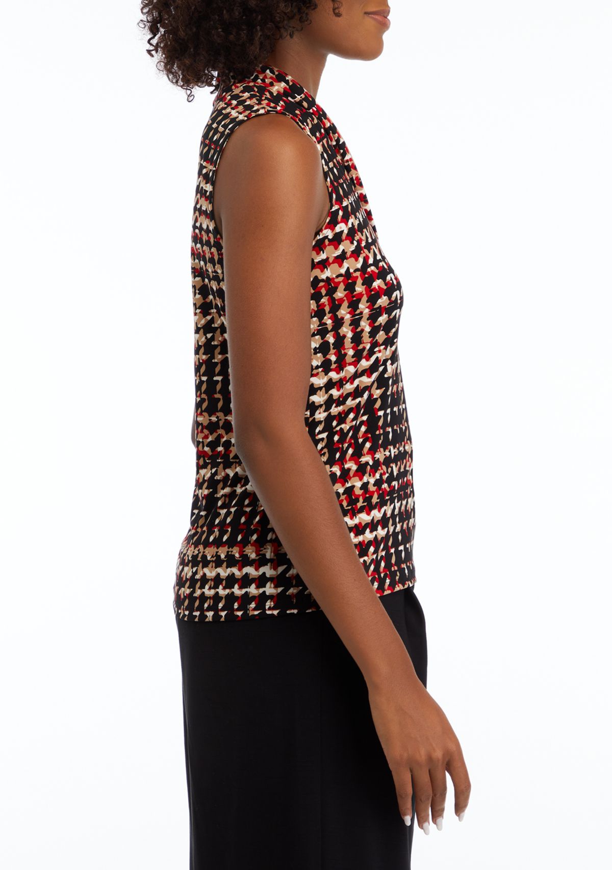 Petite Printed Triple Pleat Top