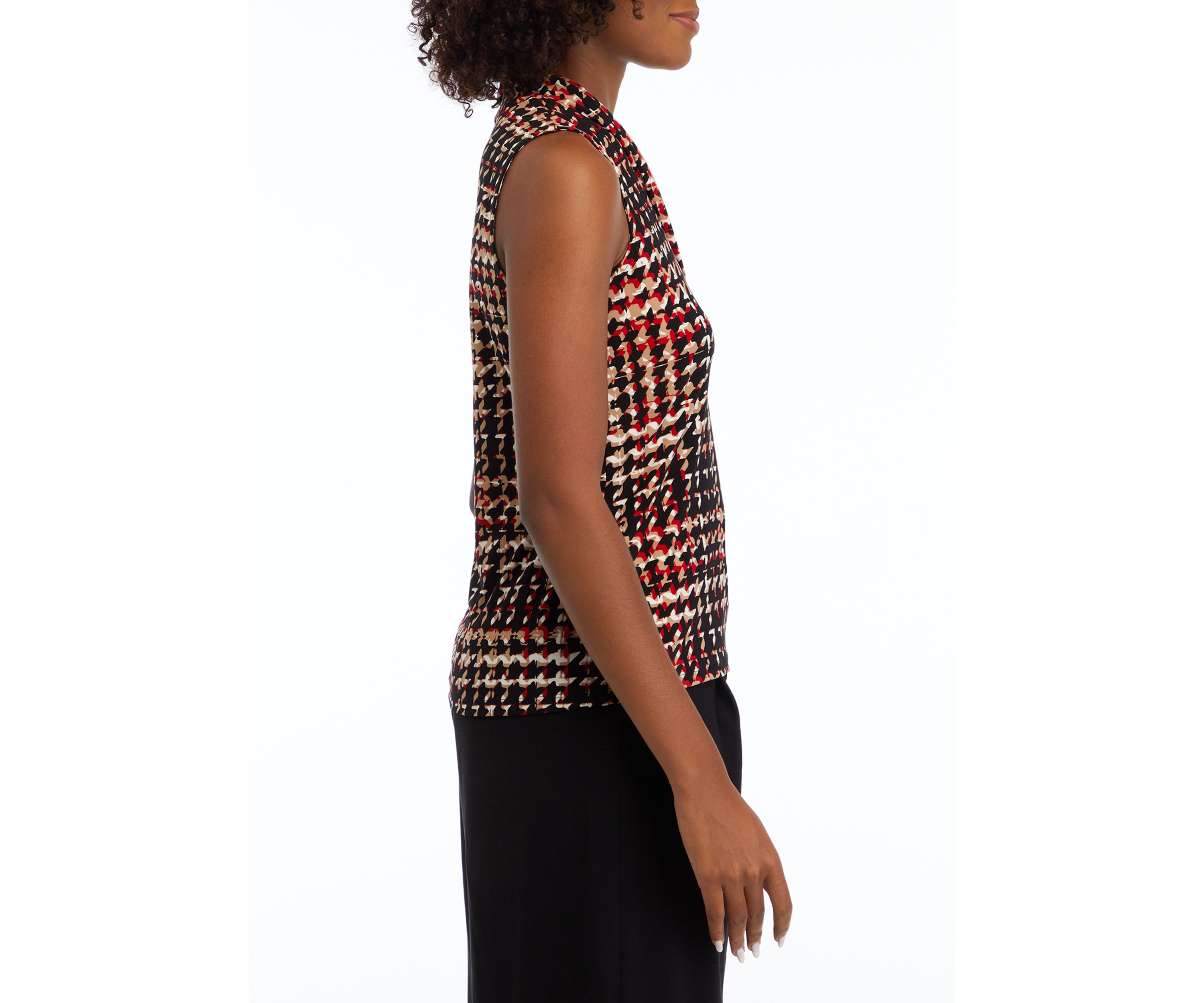 Petite Printed Triple Pleat Top