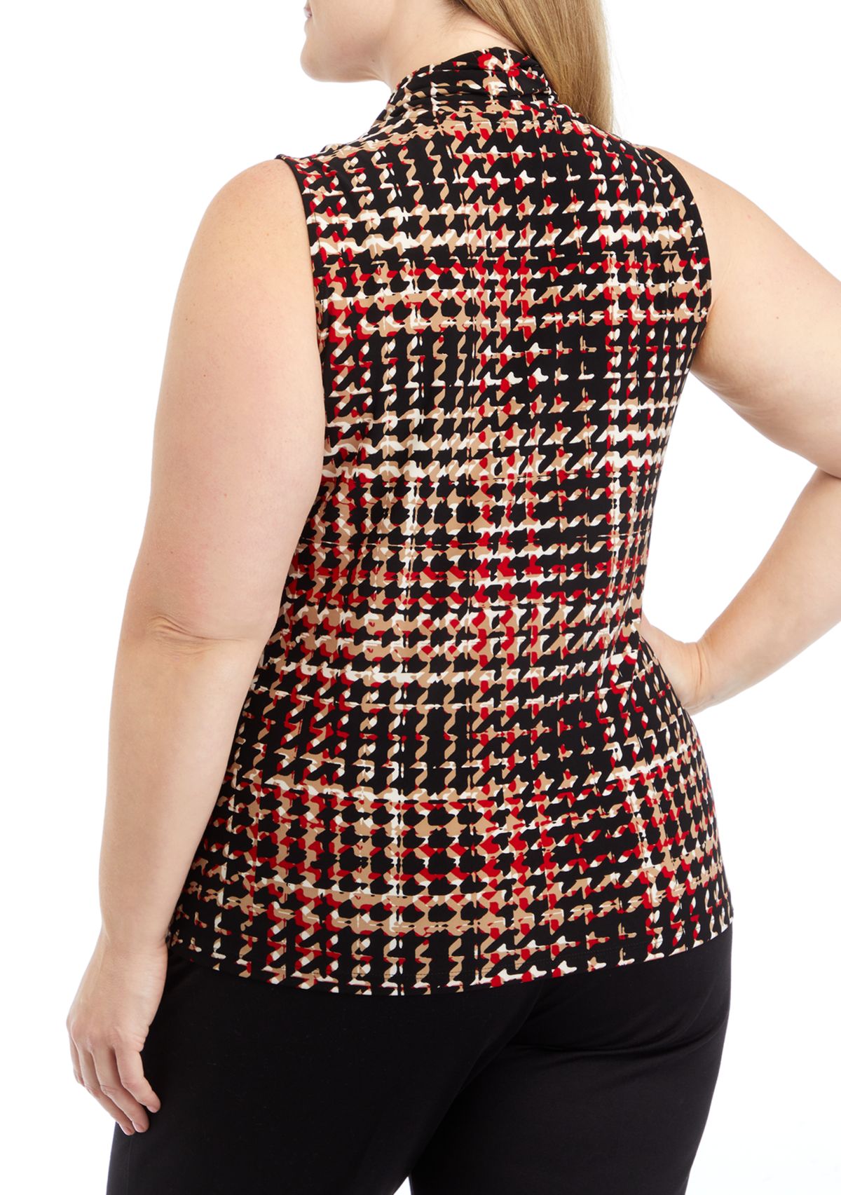 Plus Size Printed Triple Pleated Top 