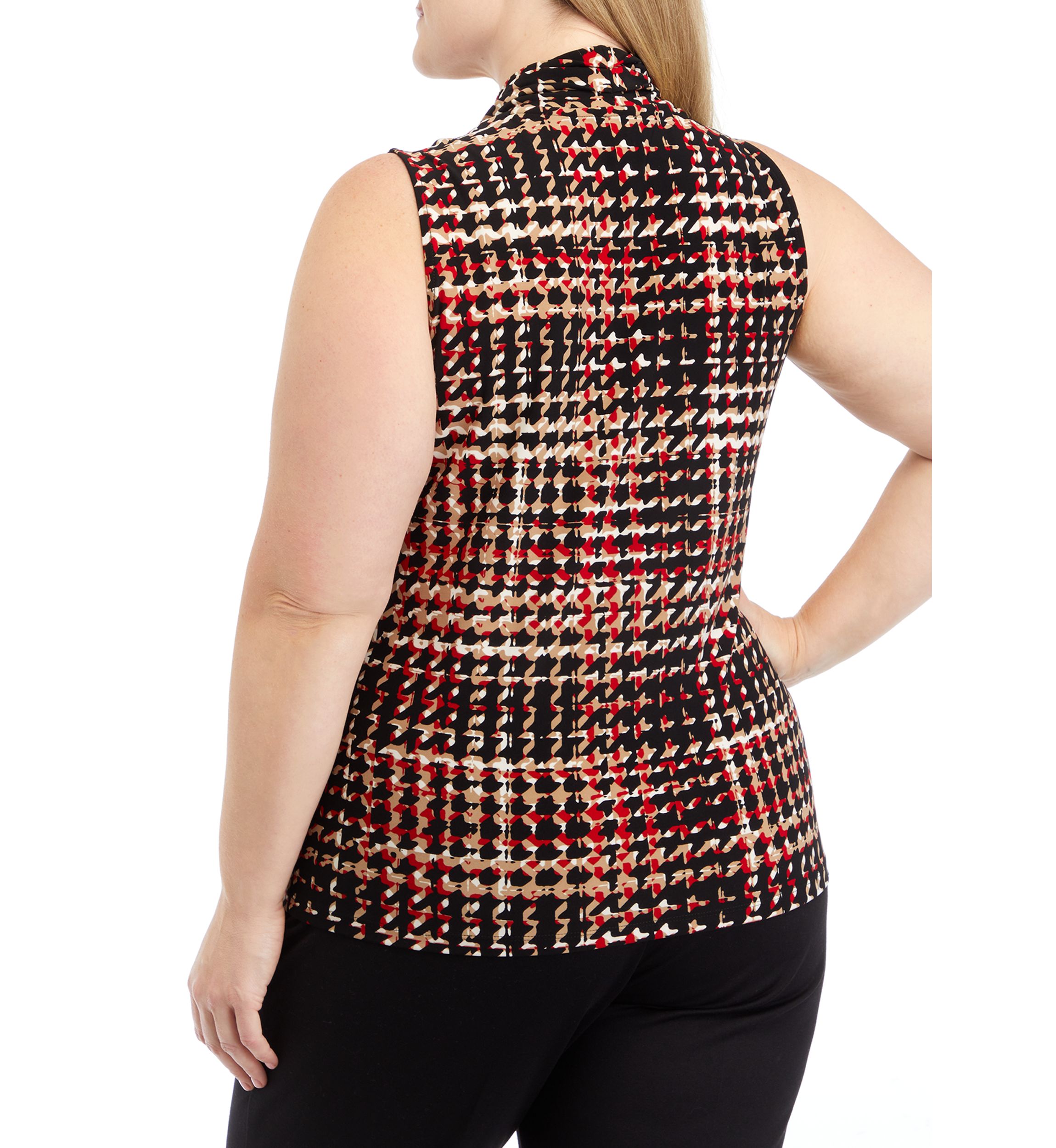 Plus Size Printed Triple Pleated Top 