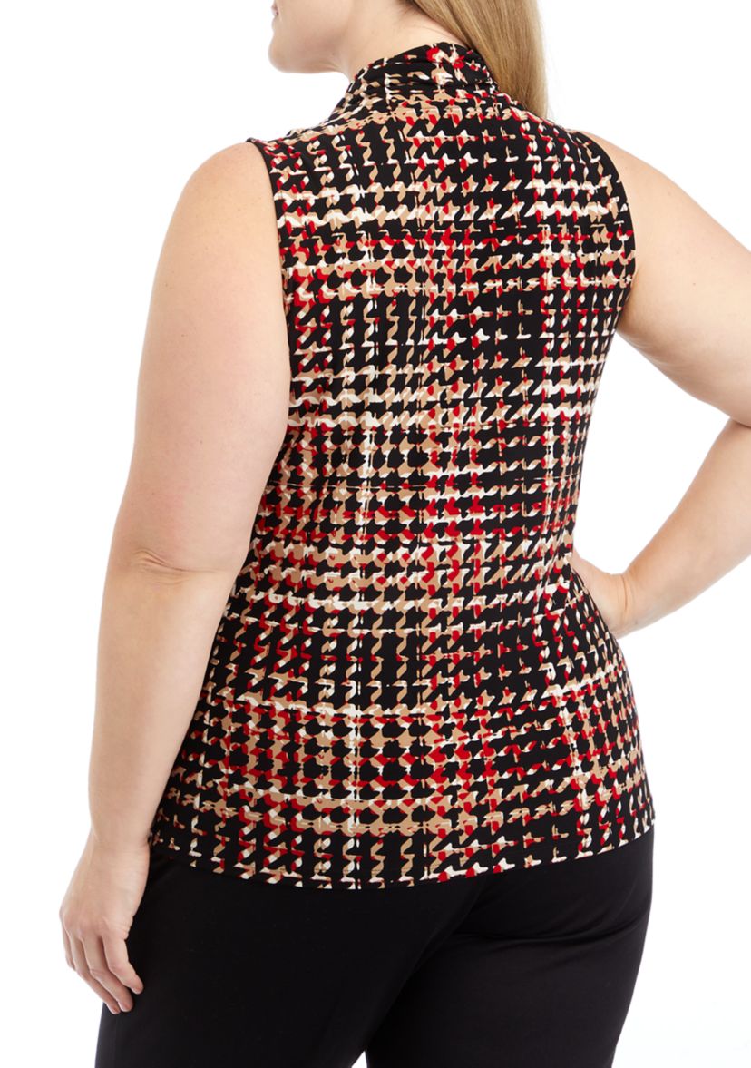 Plus Size Printed Triple Pleated Top 