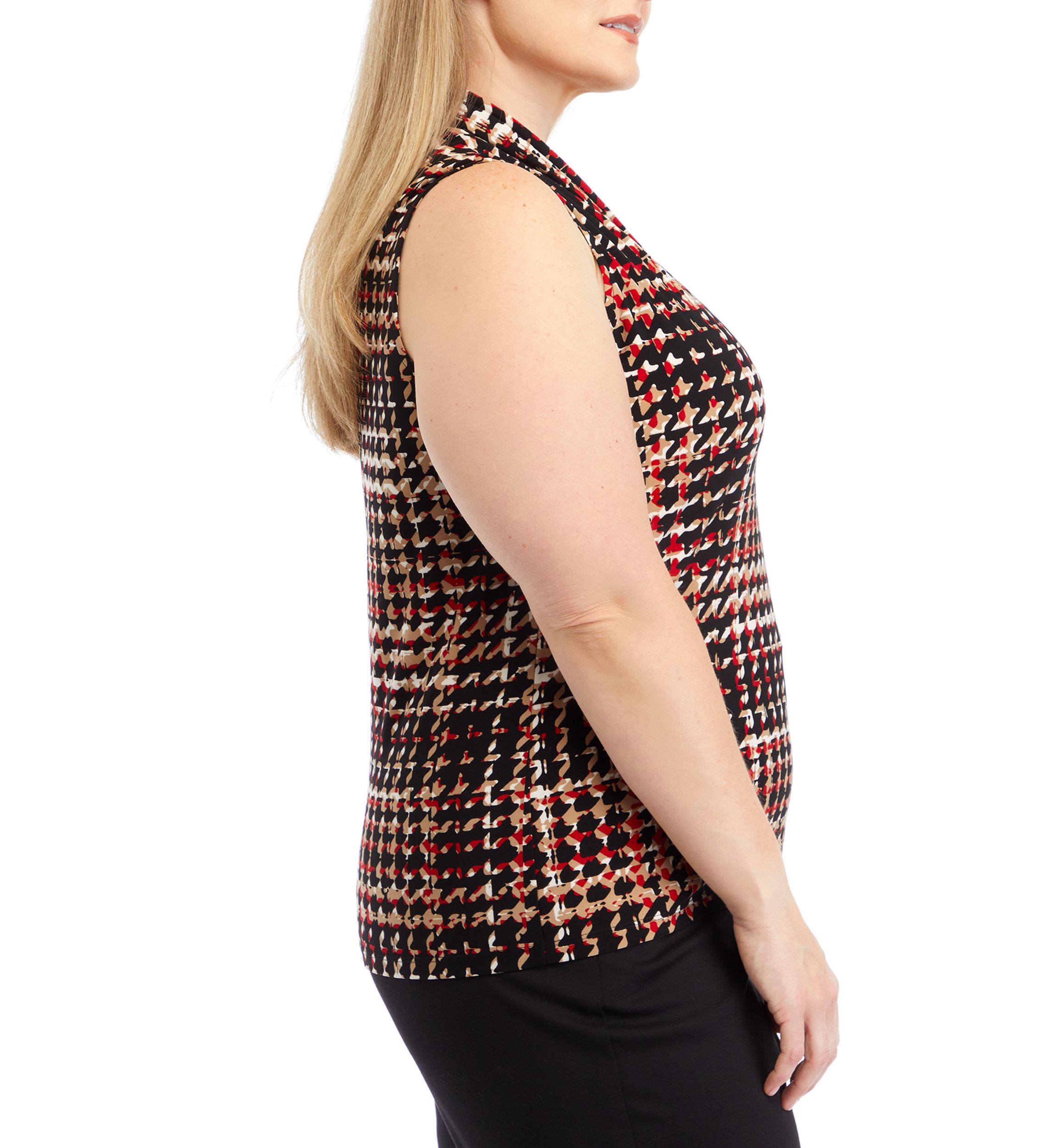 Plus Size Printed Triple Pleated Top 