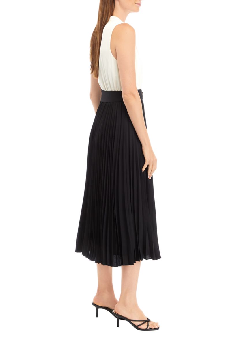 Womens Sleeveless Surplus with Pleated Skirt Dress