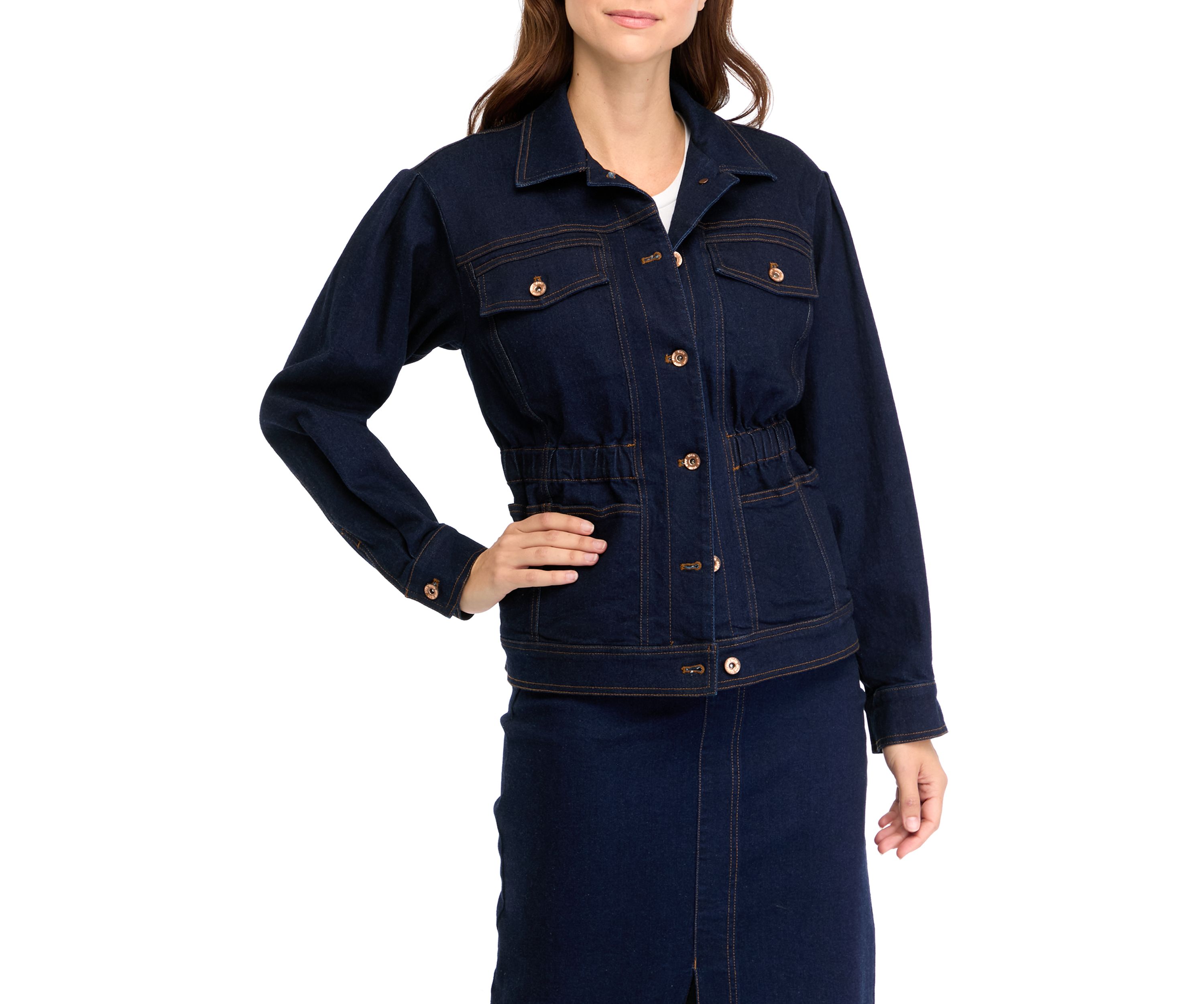 Womens Shirred Denim Jacket