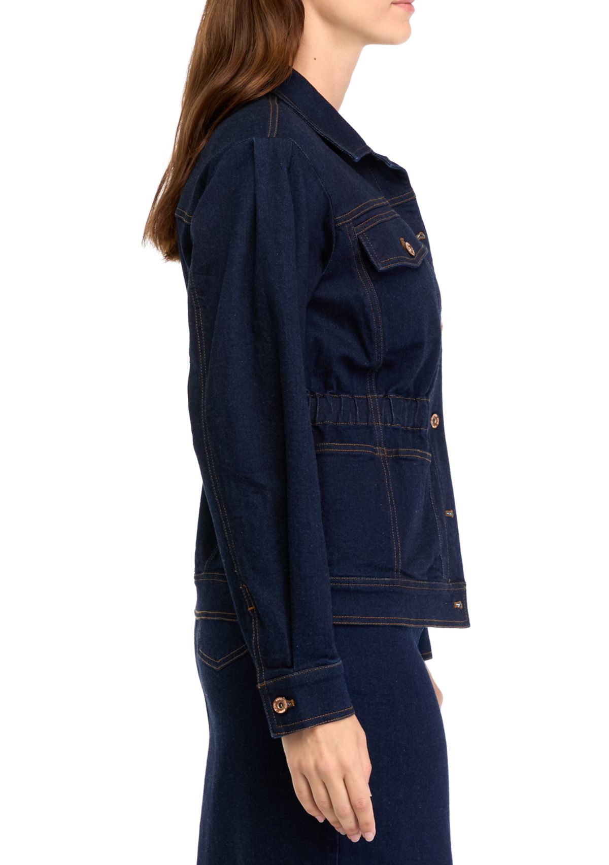 Womens Shirred Denim Jacket