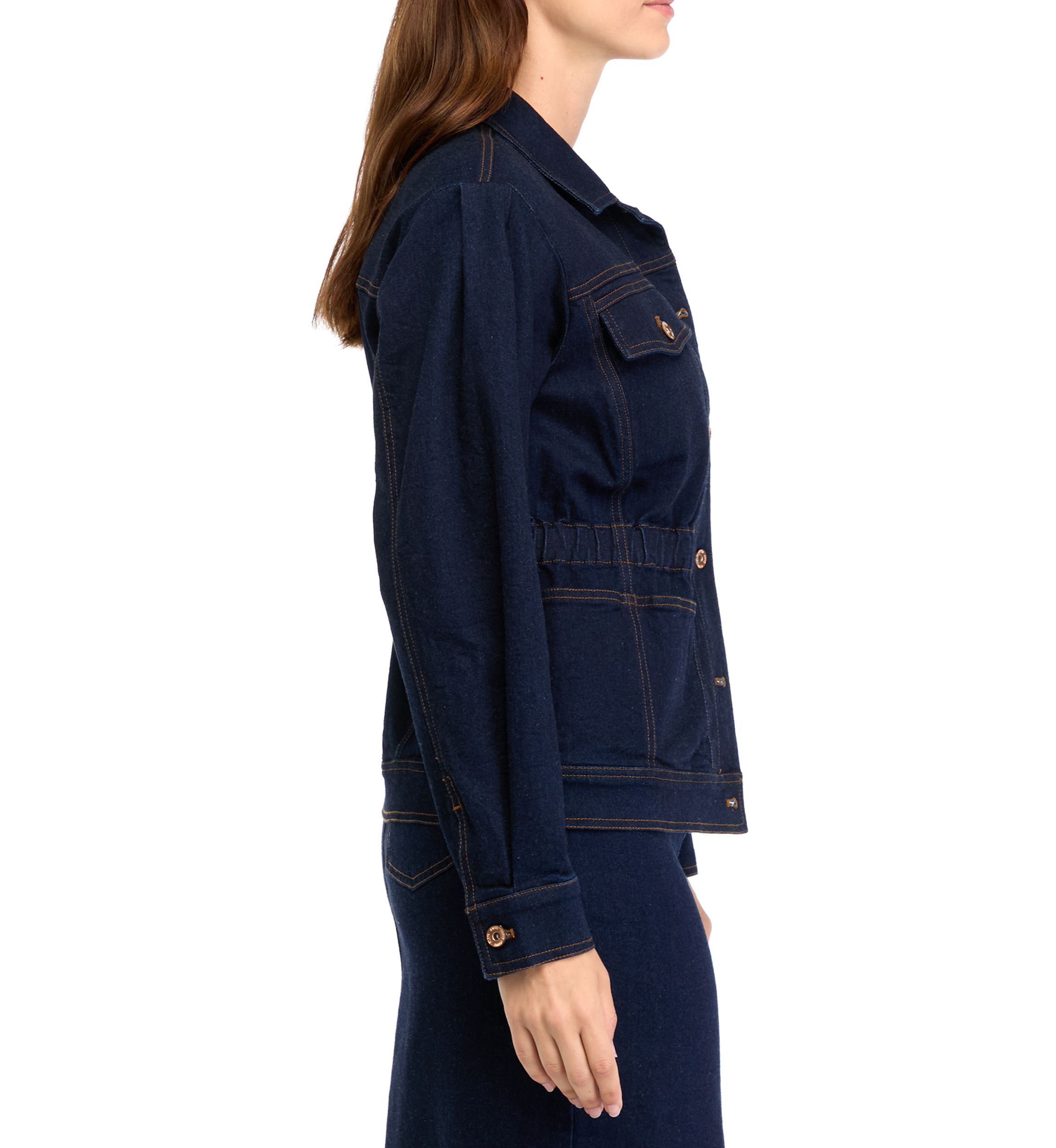 Womens Shirred Denim Jacket