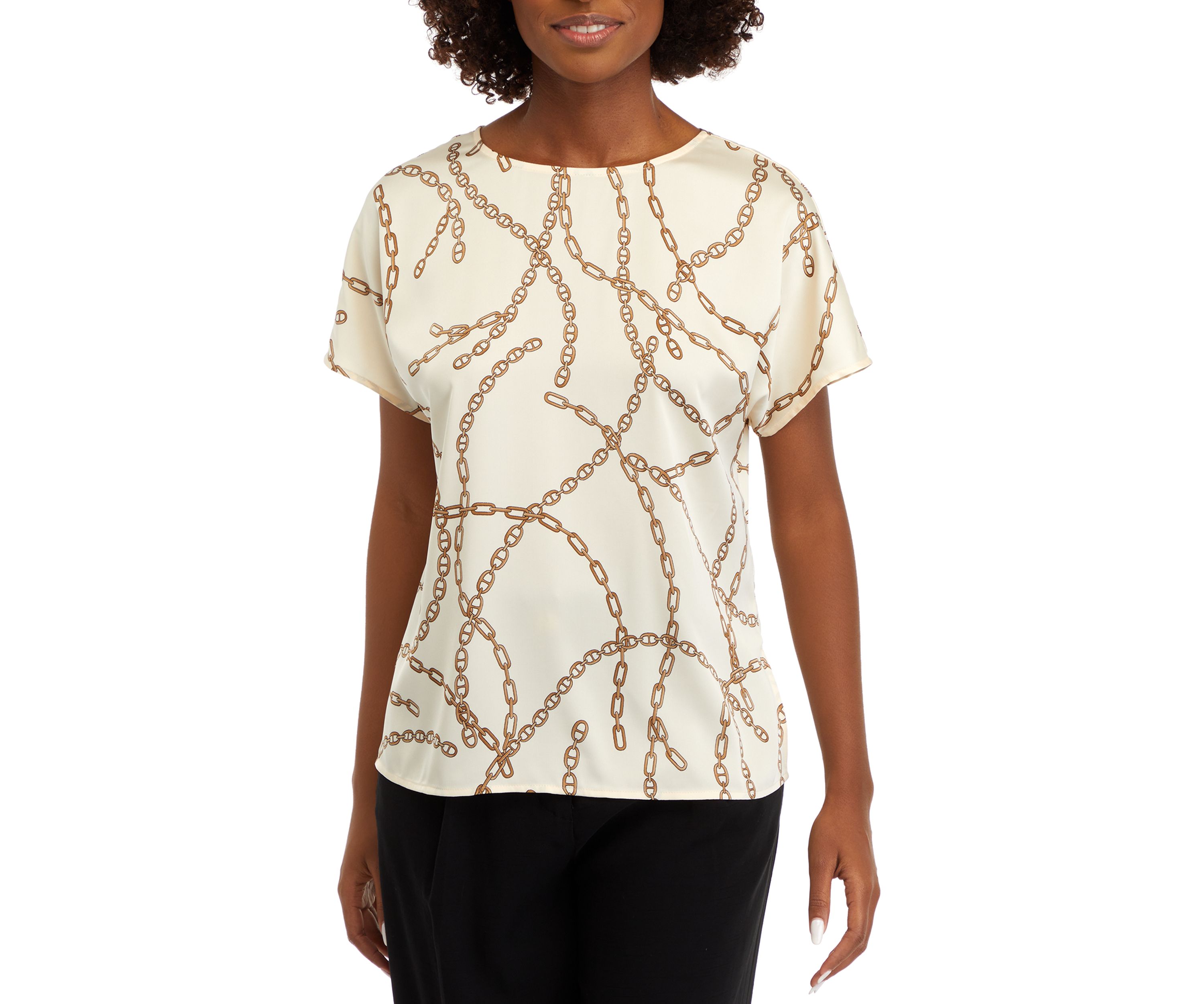 Womens Short Sleeve Boat Neck Blouse
