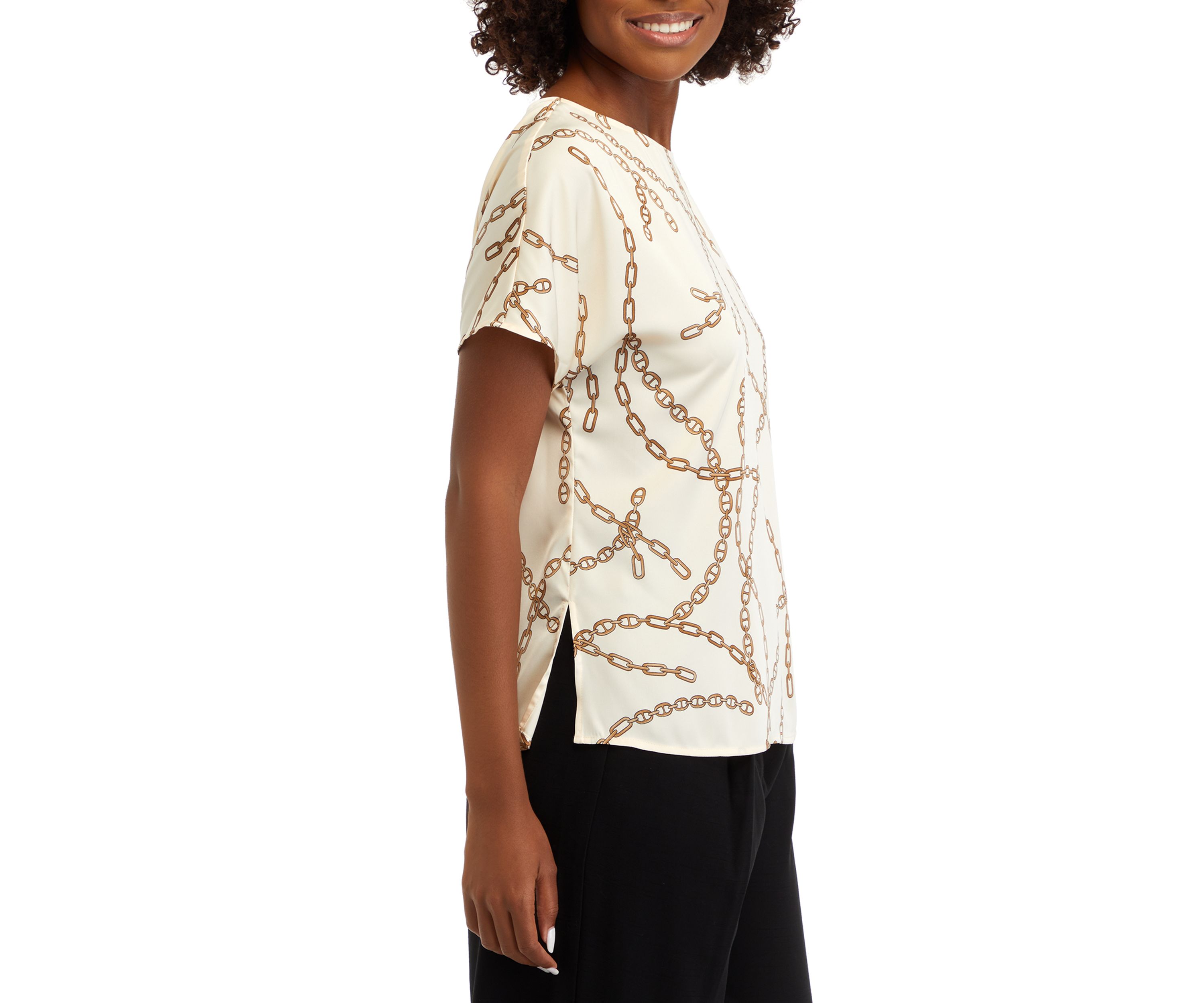 Womens Short Sleeve Boat Neck Blouse