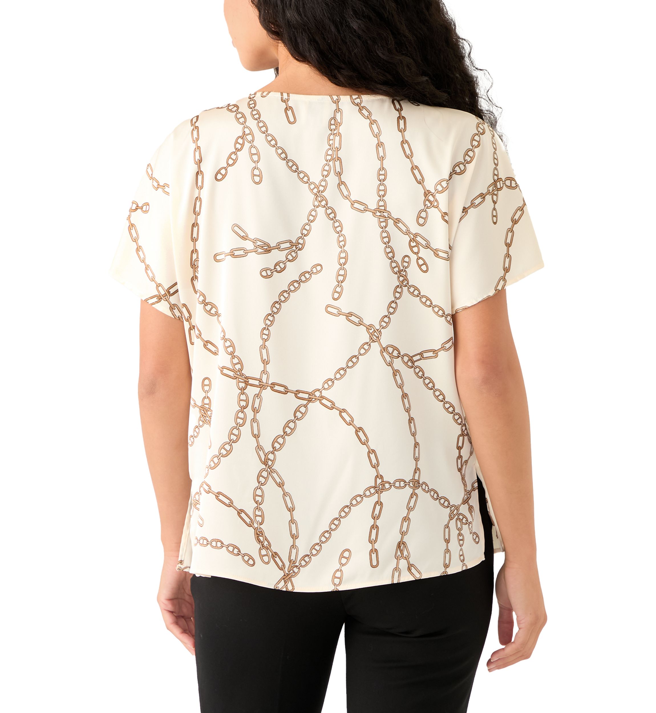 Petite Short Sleeve Boat Neck Blouse