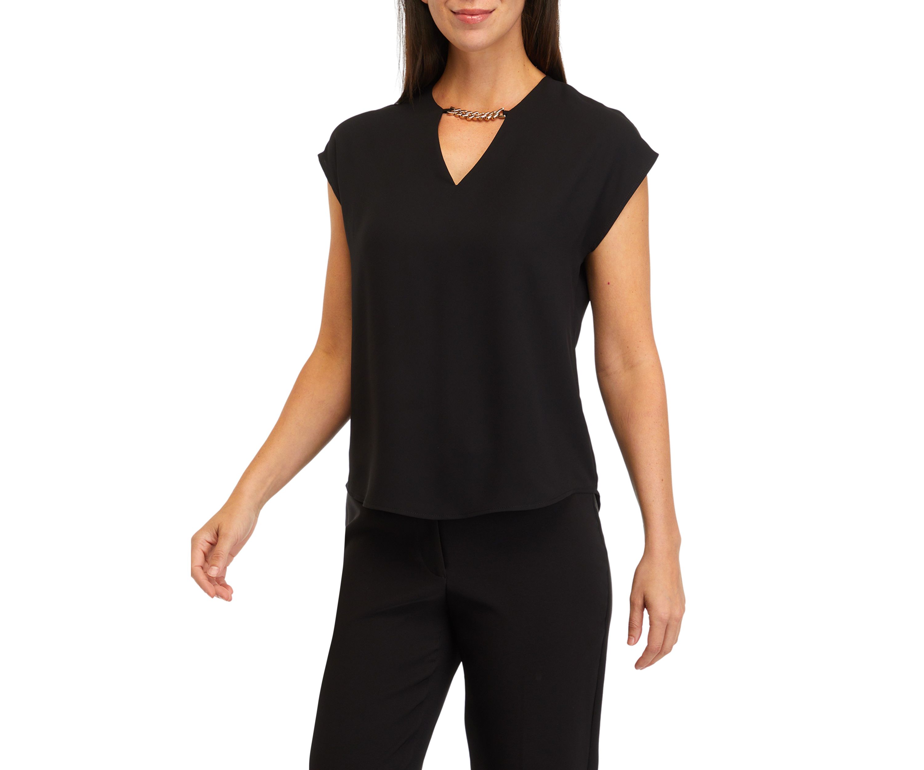 Womens Short Sleeve Blouse with Bateau Neck