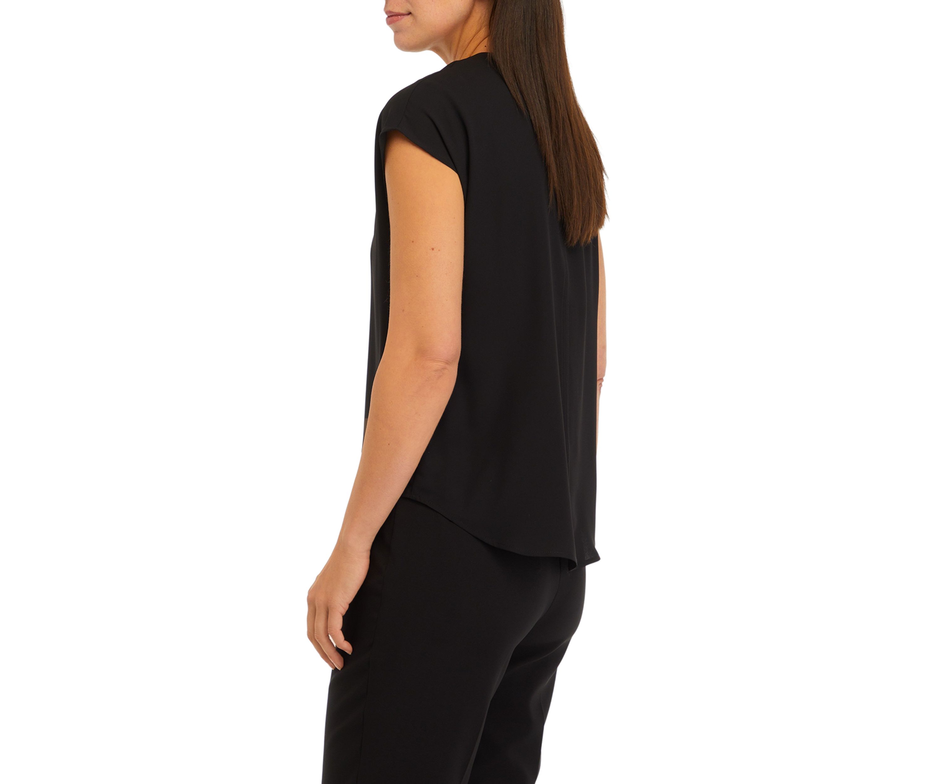 Womens Short Sleeve Blouse with Bateau Neck
