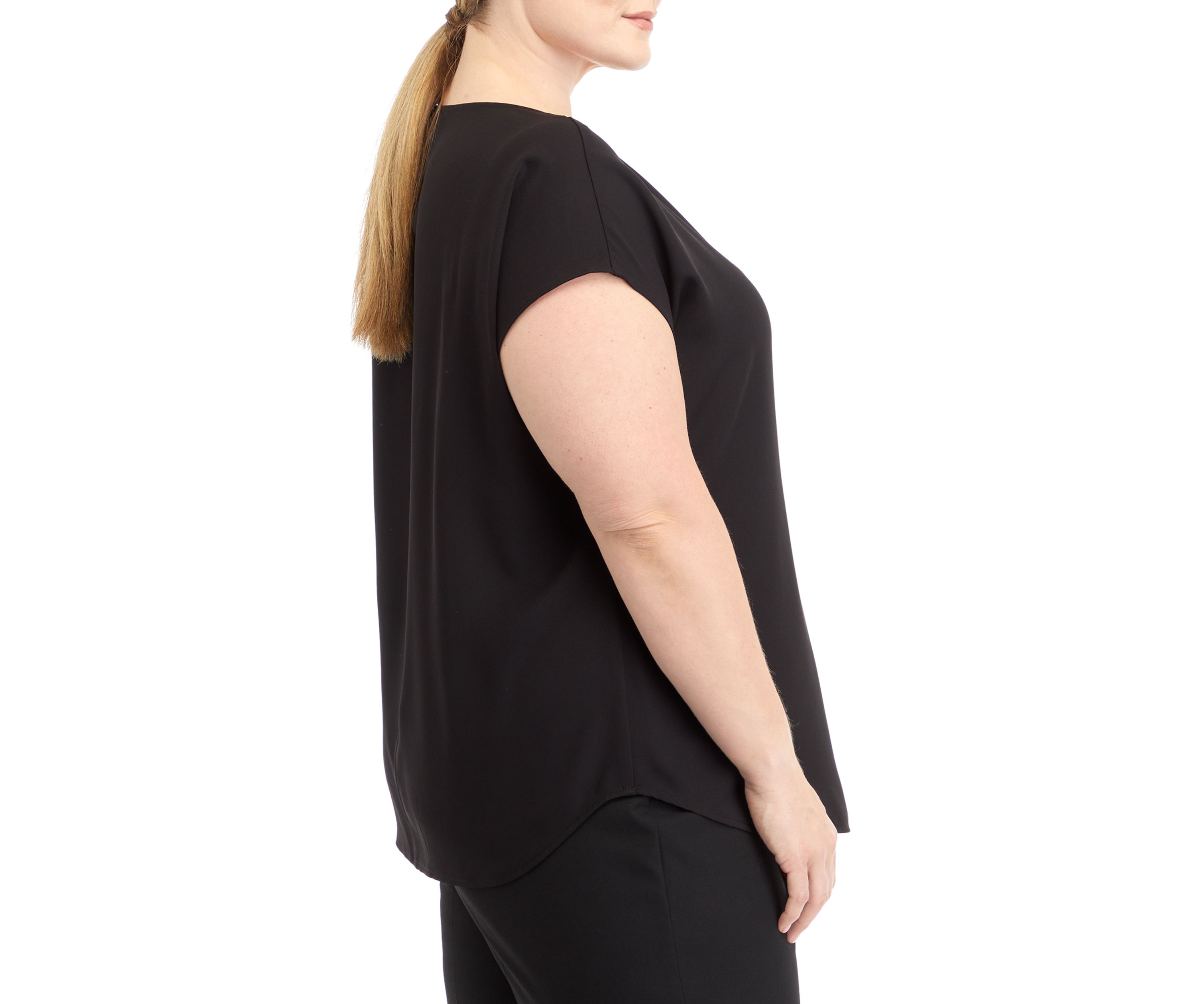 Plus Size Short Sleeve Blouse with Bateau Neckline