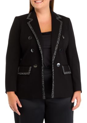 Anne Klein Plus Size Compression Faux Double Breasted Jacket with