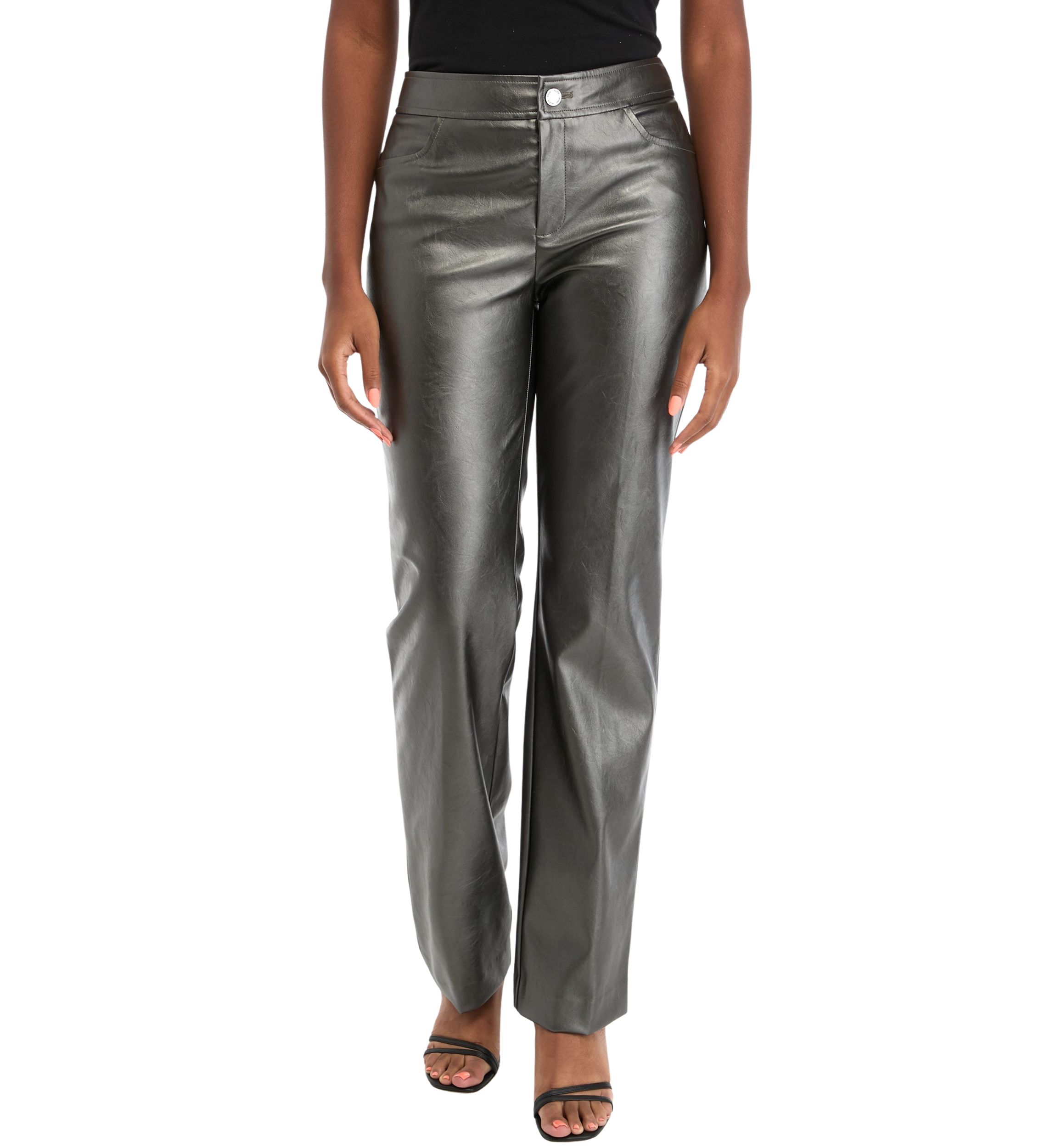 Womens Straight Leg Metallic Pants