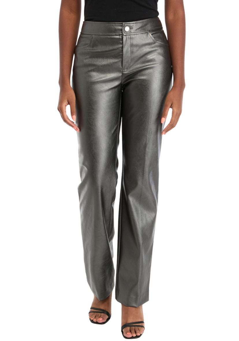 Womens Straight Leg Metallic Pants