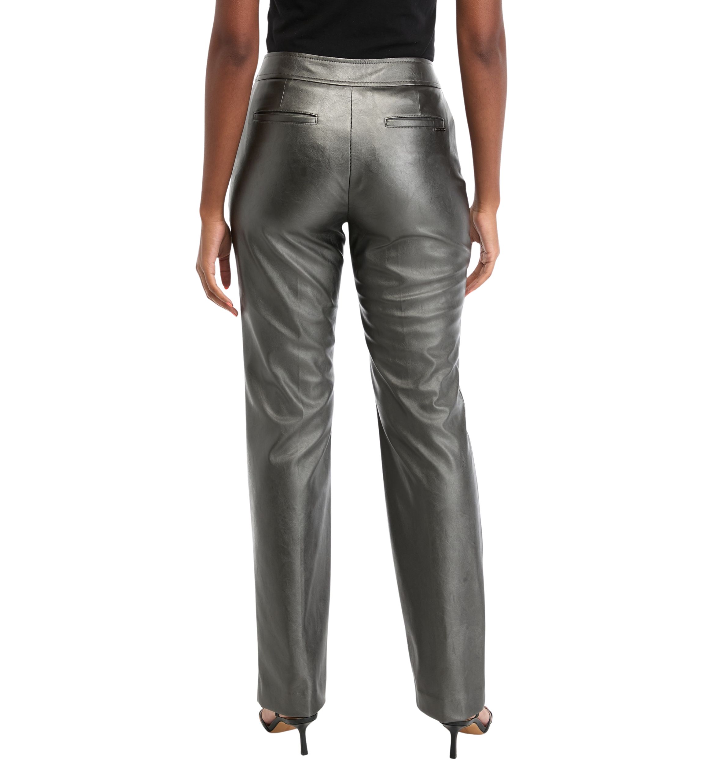 Womens Straight Leg Metallic Pants