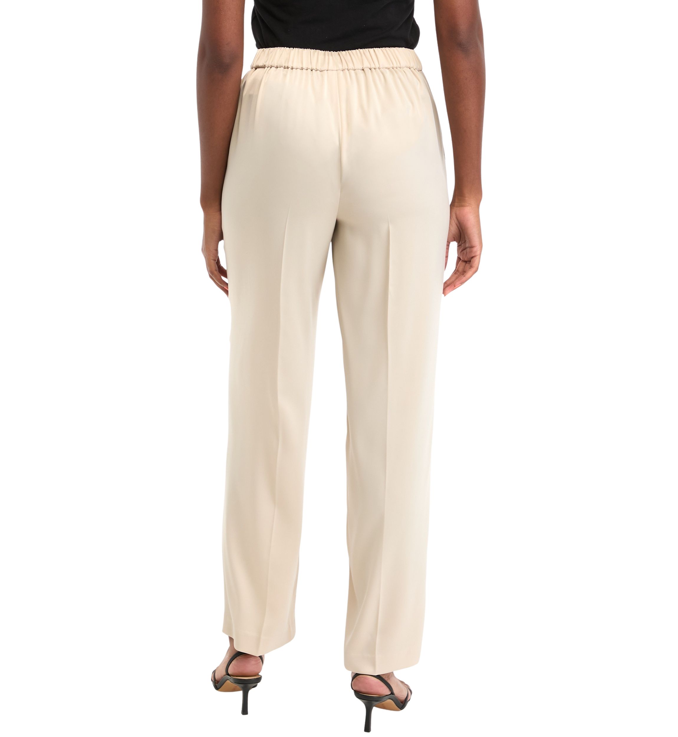 Petite Pull On Slash Pocket Wide Leg Satin Pants