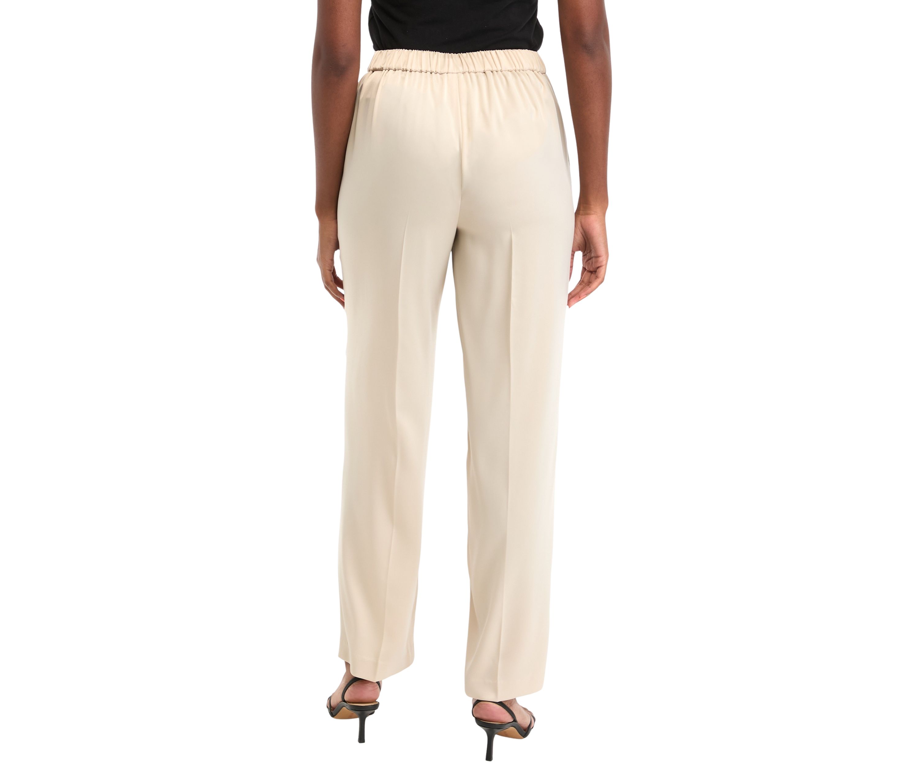 Petite Pull On Slash Pocket Wide Leg Satin Pants