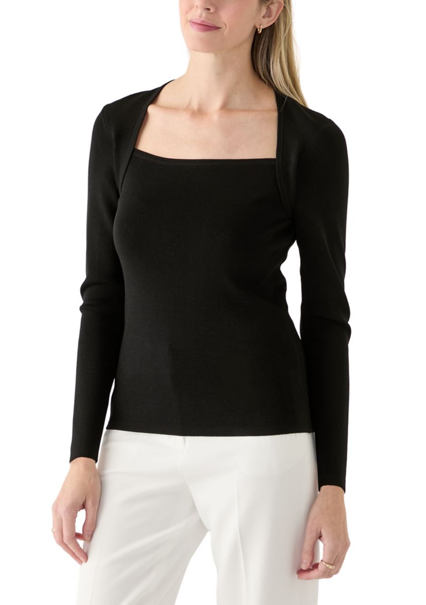 Womens 3/4 Sleeve Portrait Neck Top 