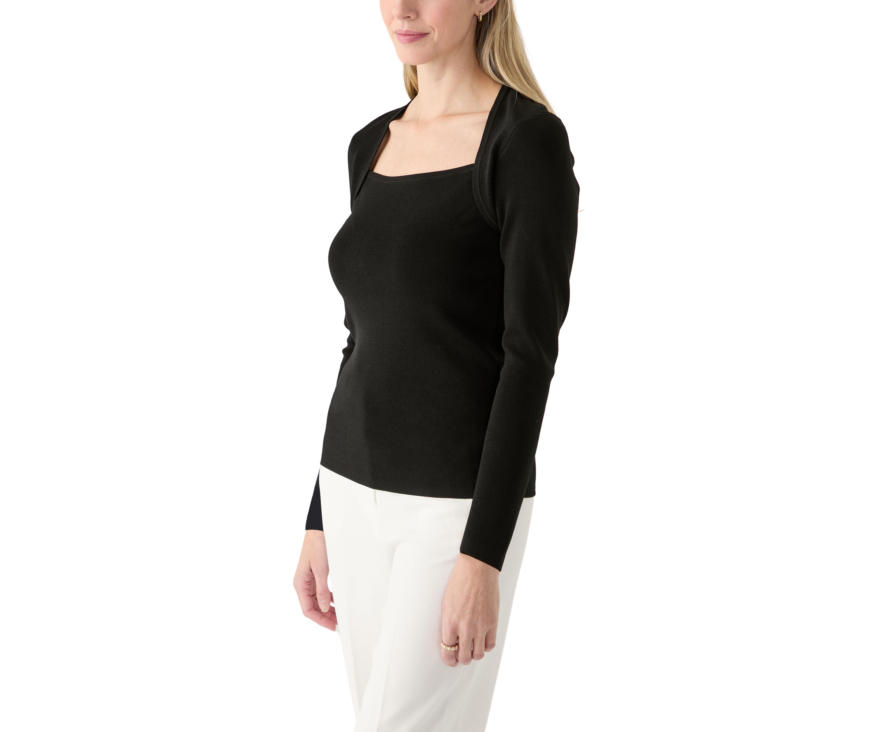 Womens 3/4 Sleeve Portrait Neck Top 