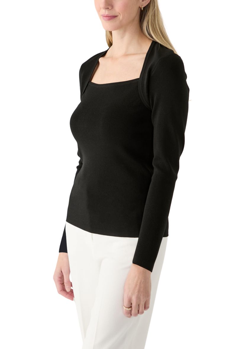 Womens 3/4 Sleeve Portrait Neck Top 