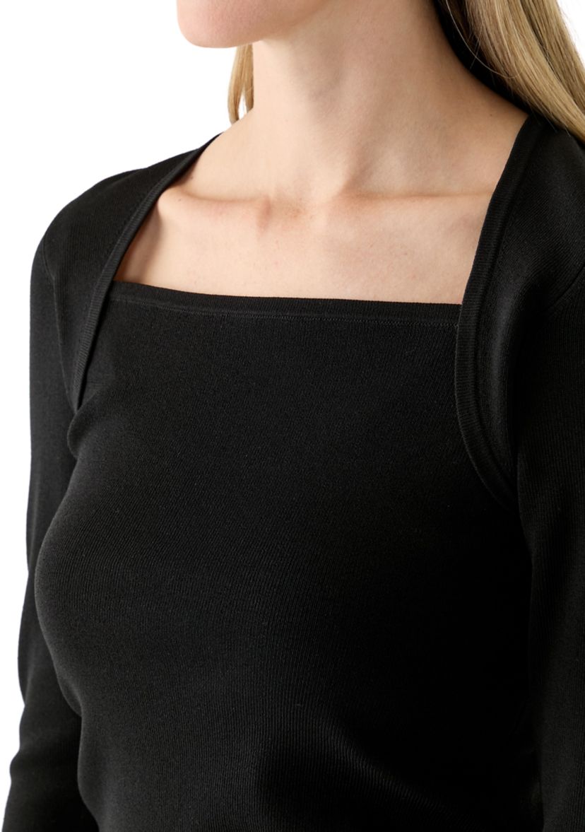 Womens 3/4 Sleeve Portrait Neck Top 