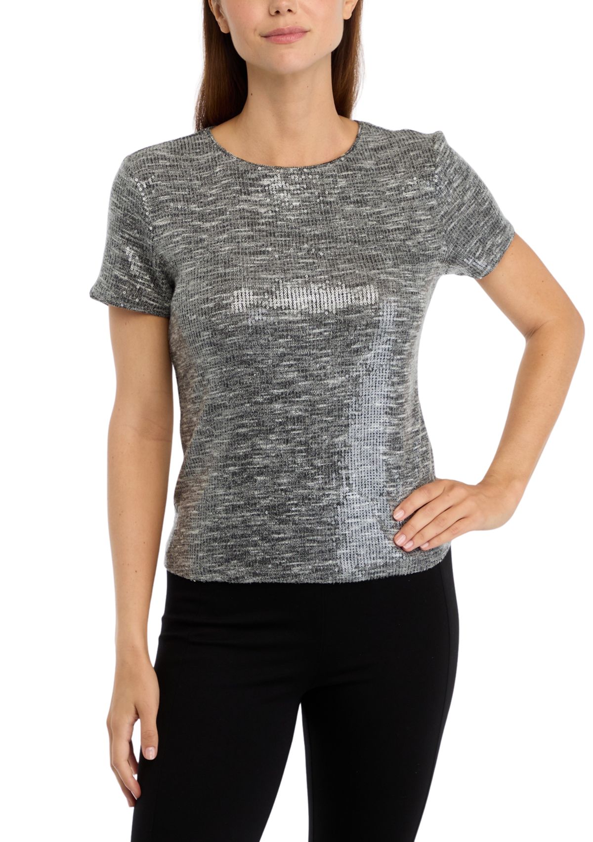 Womens Short Sleeve Sequin Top 