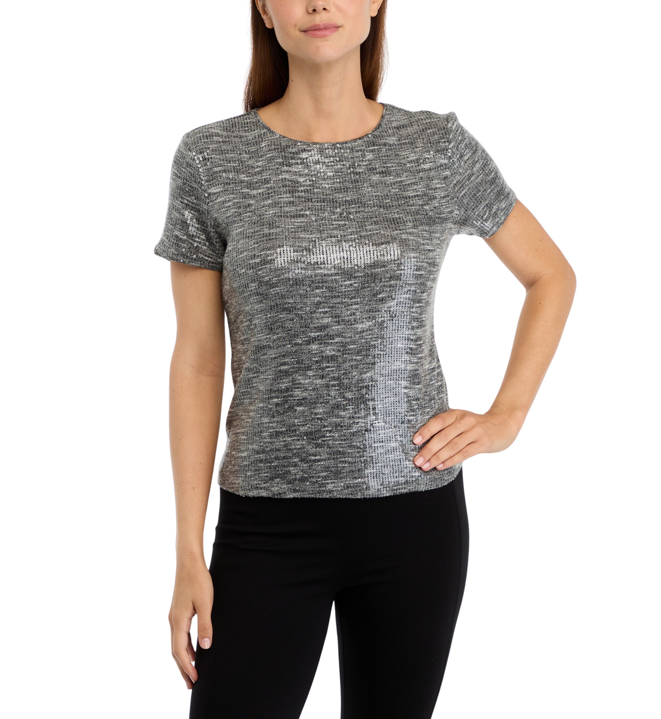 Womens Short Sleeve Sequin Top 