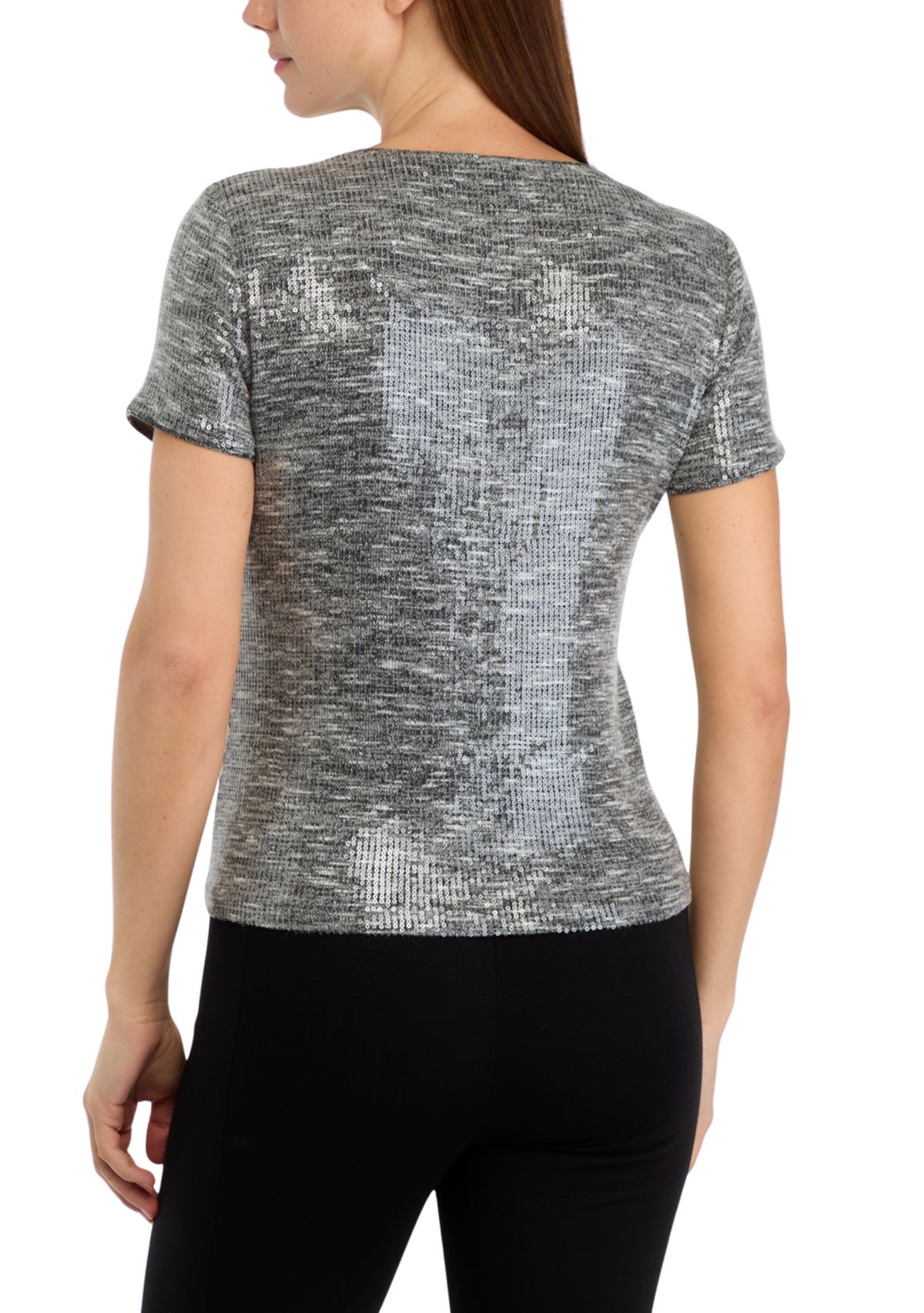 Womens Short Sleeve Sequin Top 