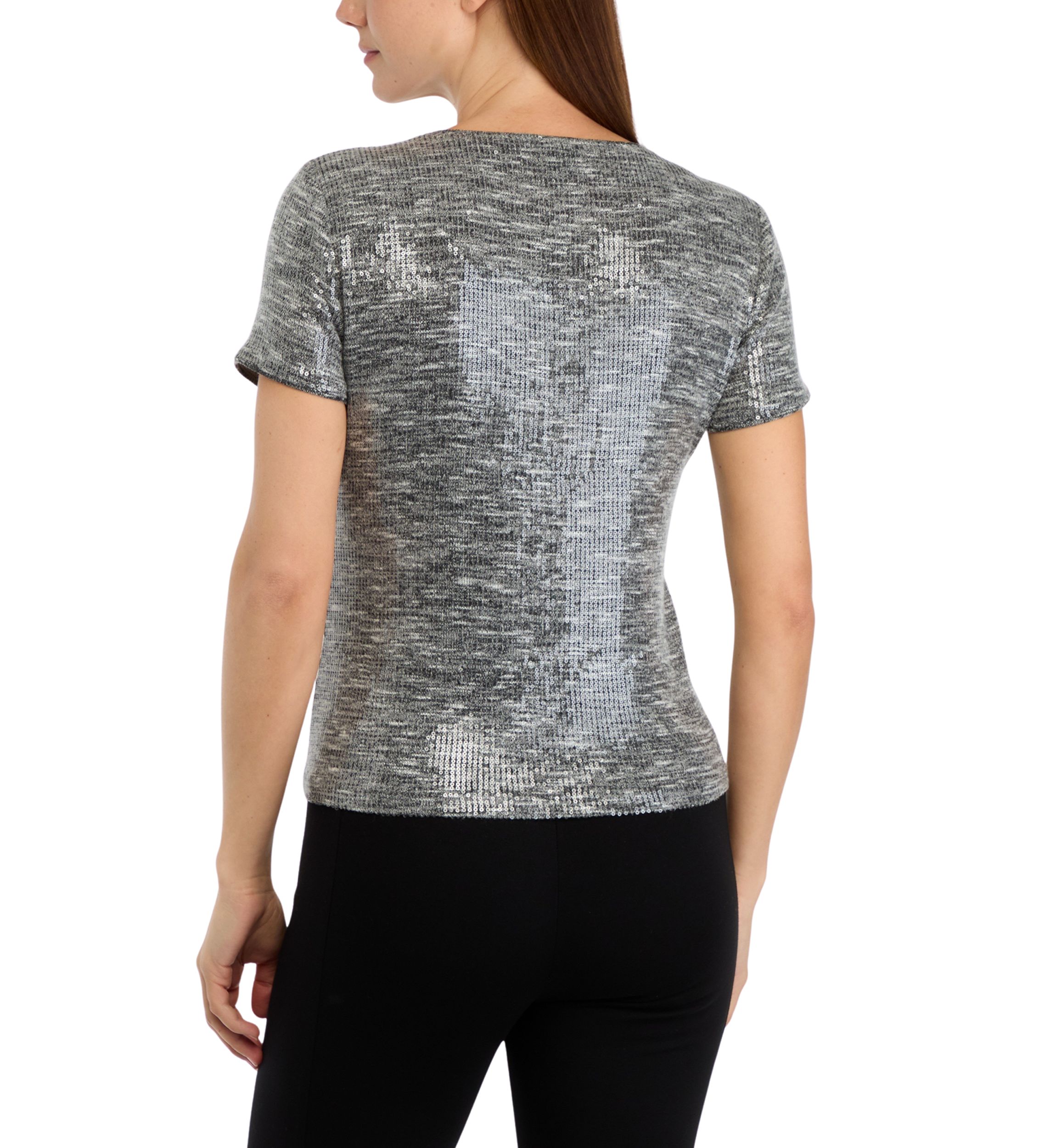 Womens Short Sleeve Sequin Top 
