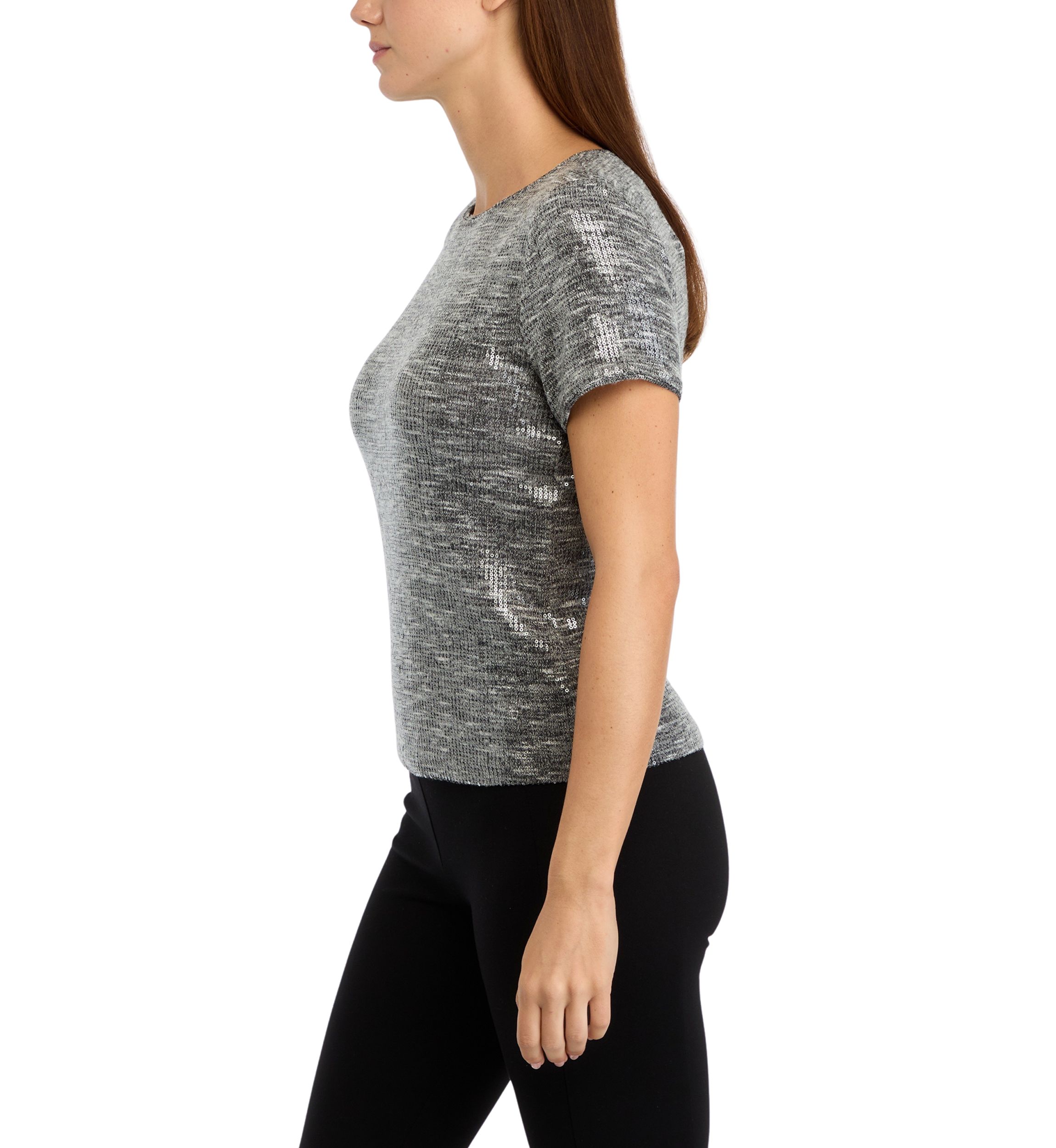 Womens Short Sleeve Sequin Top 