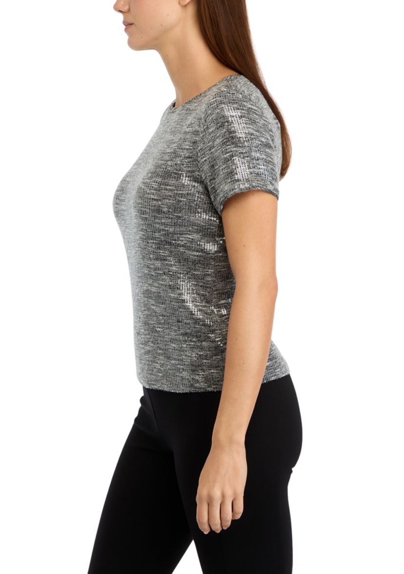 Womens Short Sleeve Sequin Top 