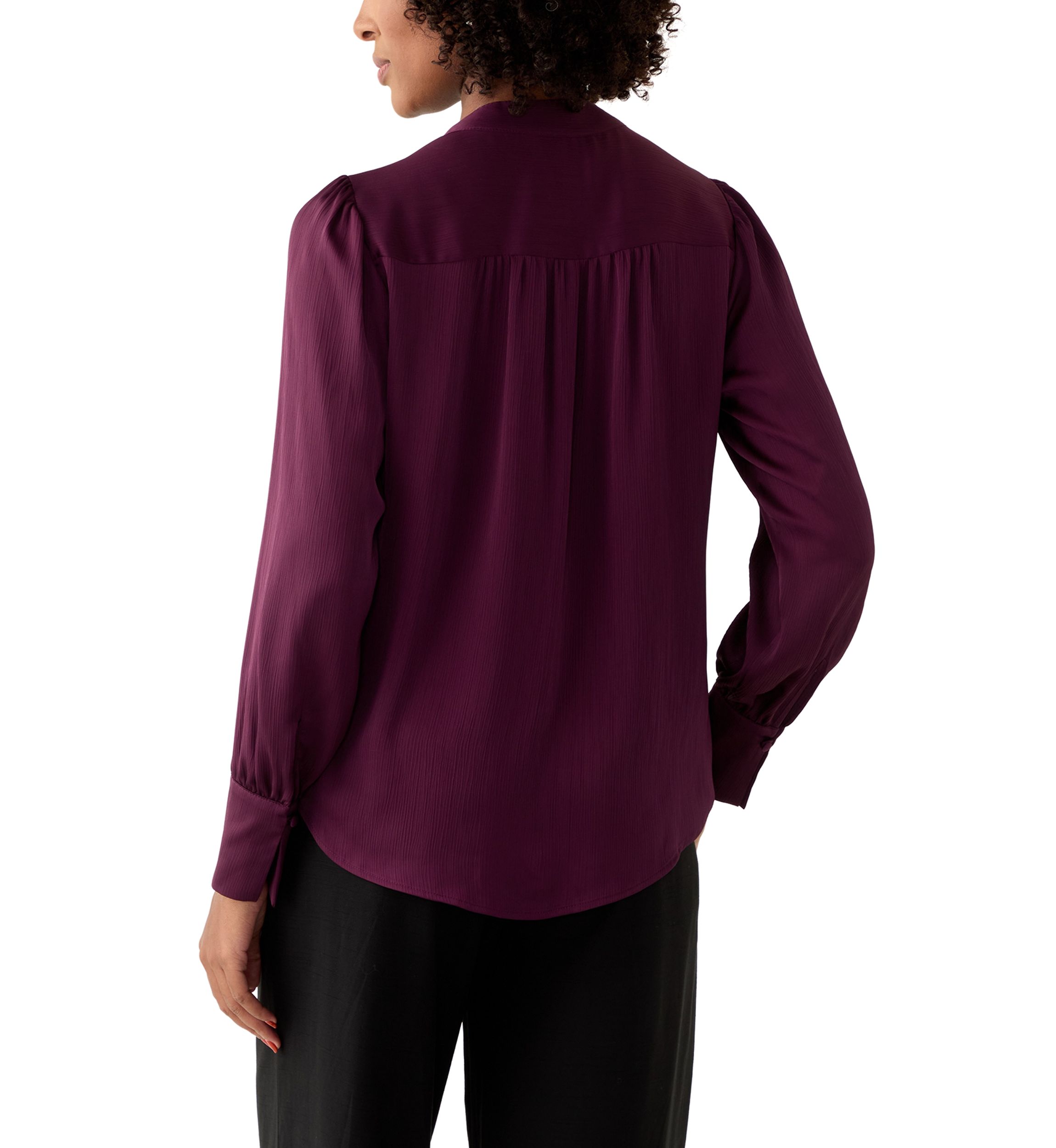 Womens Pleated Split Neck Blouse
