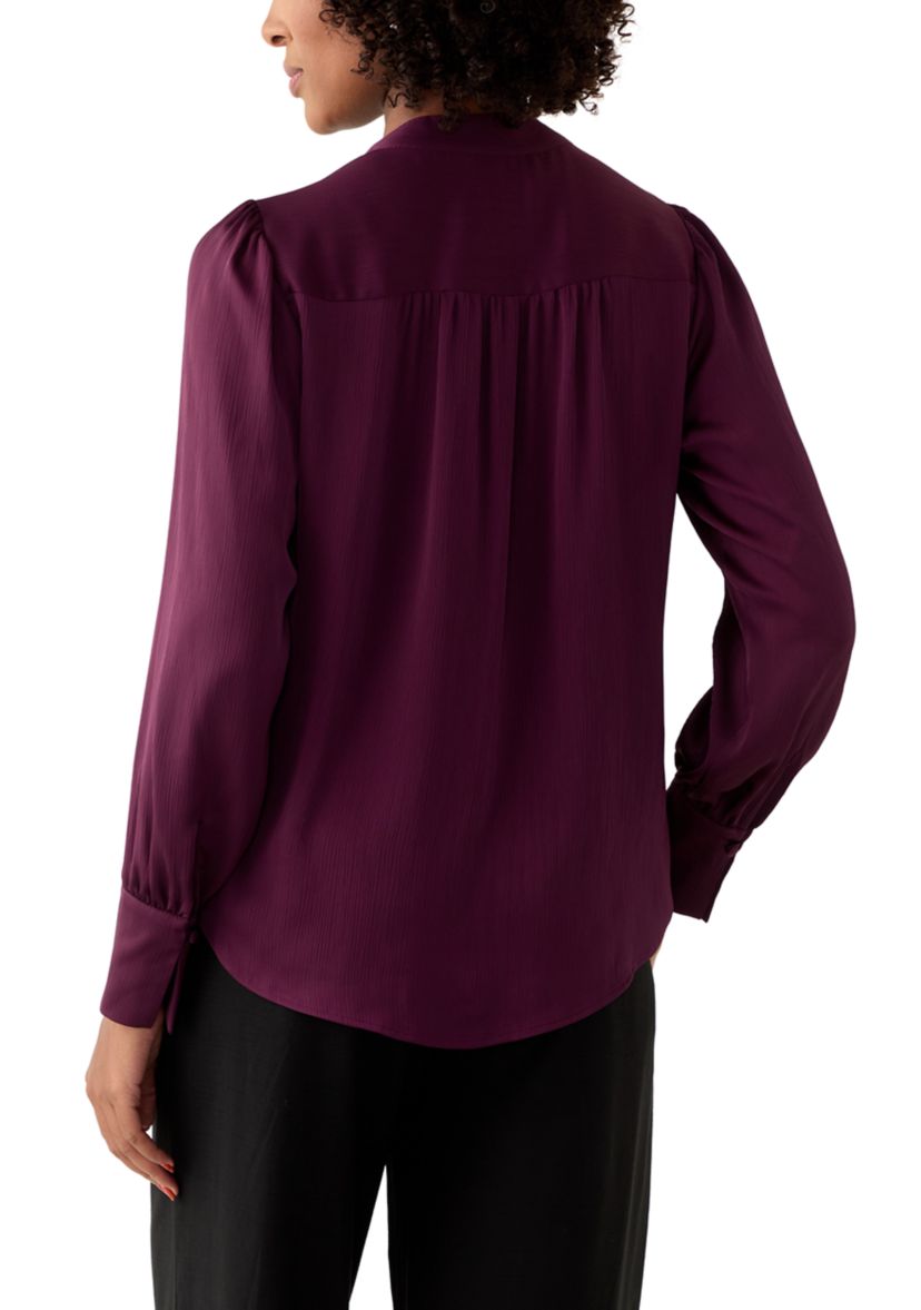 Womens Pleated Split Neck Blouse