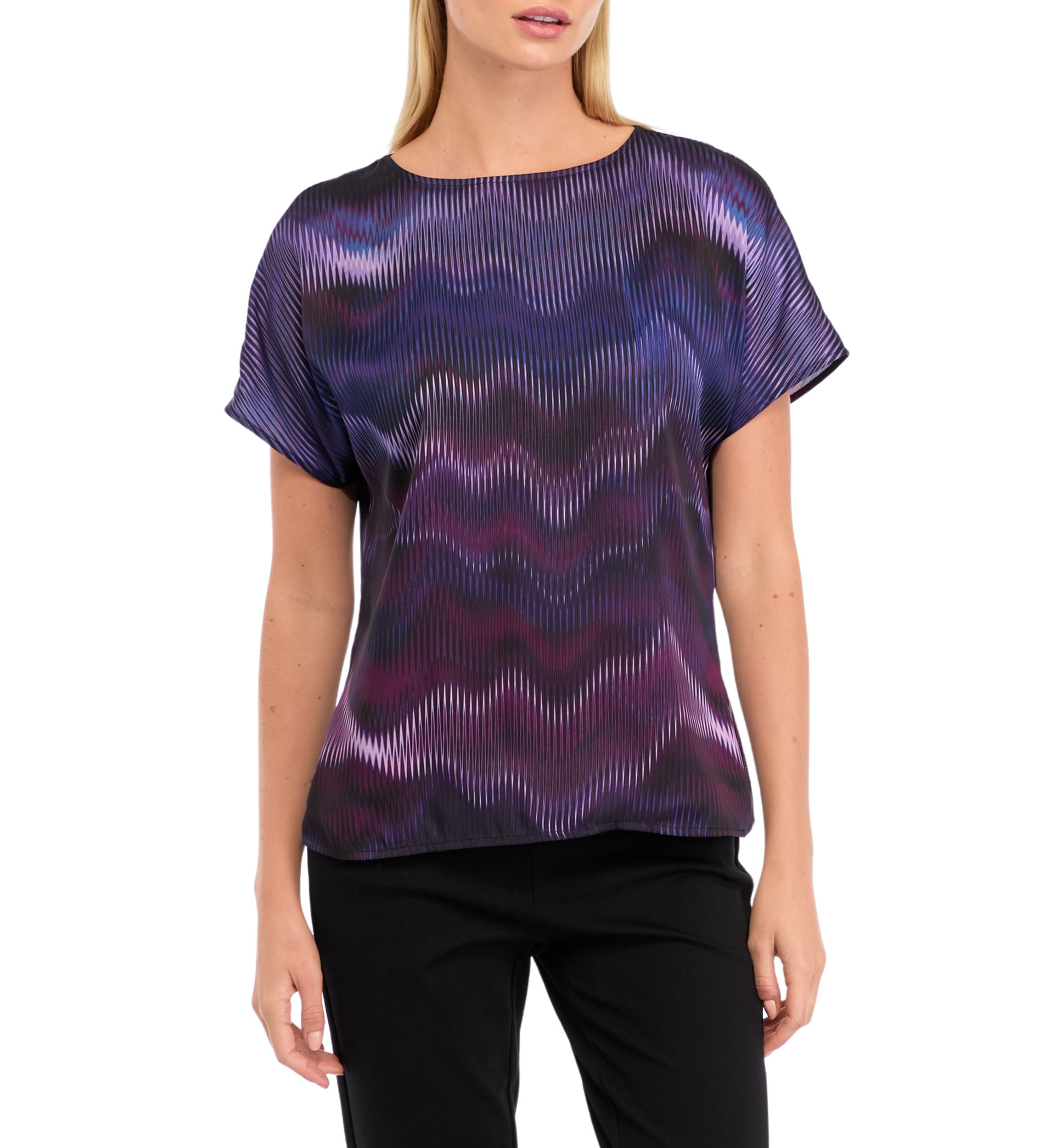 Womens Boat Neck Printed Blouse