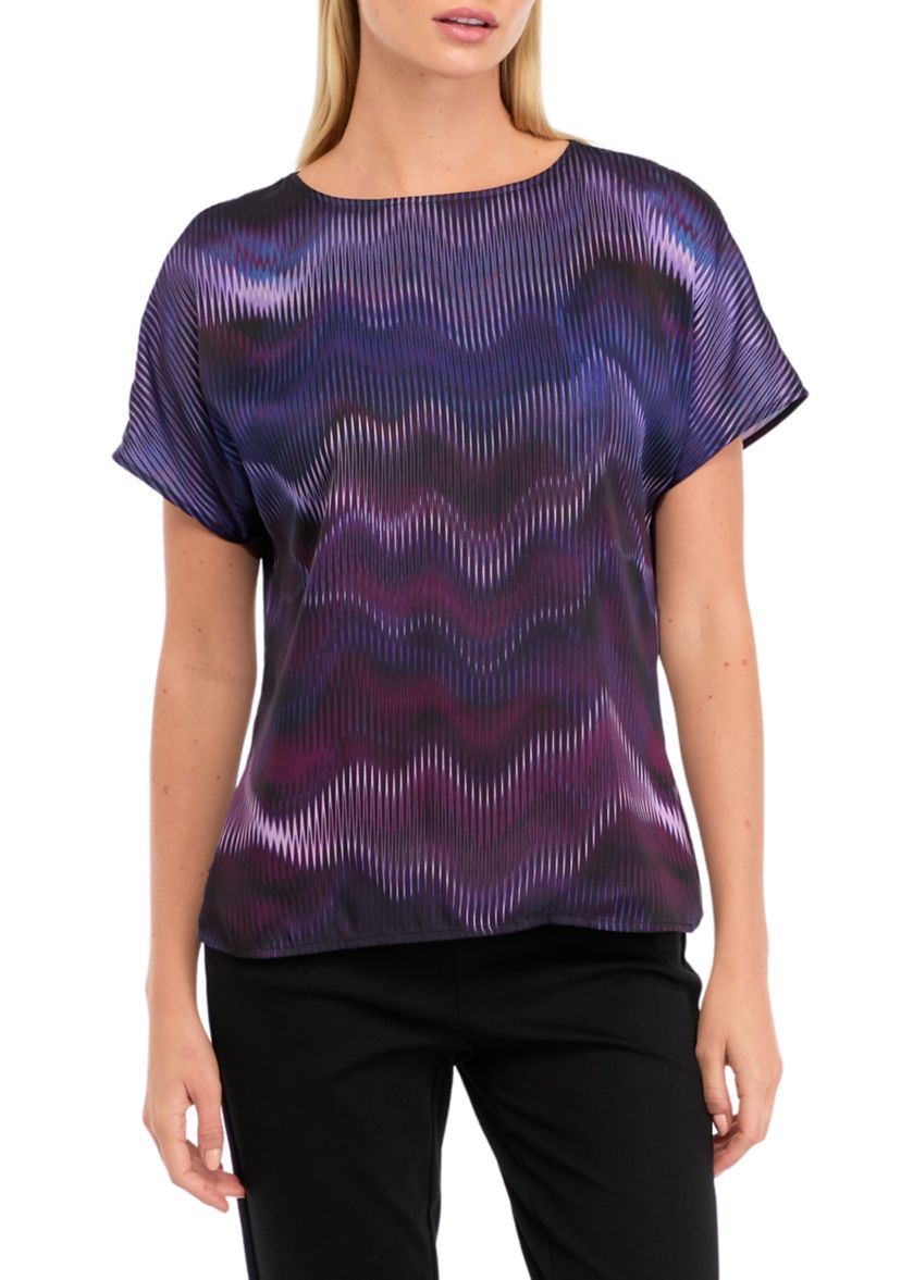 Womens Boat Neck Printed Blouse