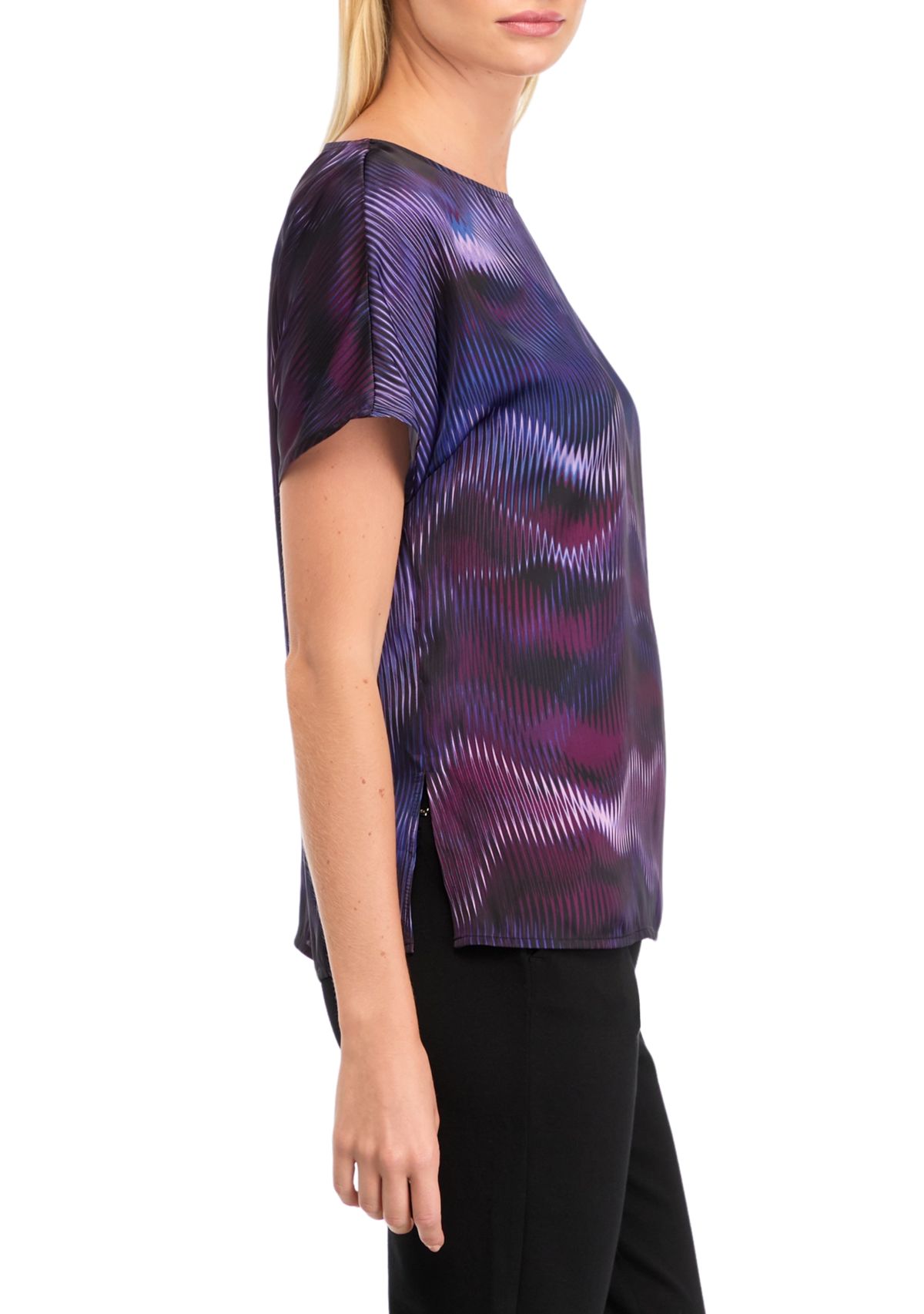 Womens Boat Neck Printed Blouse