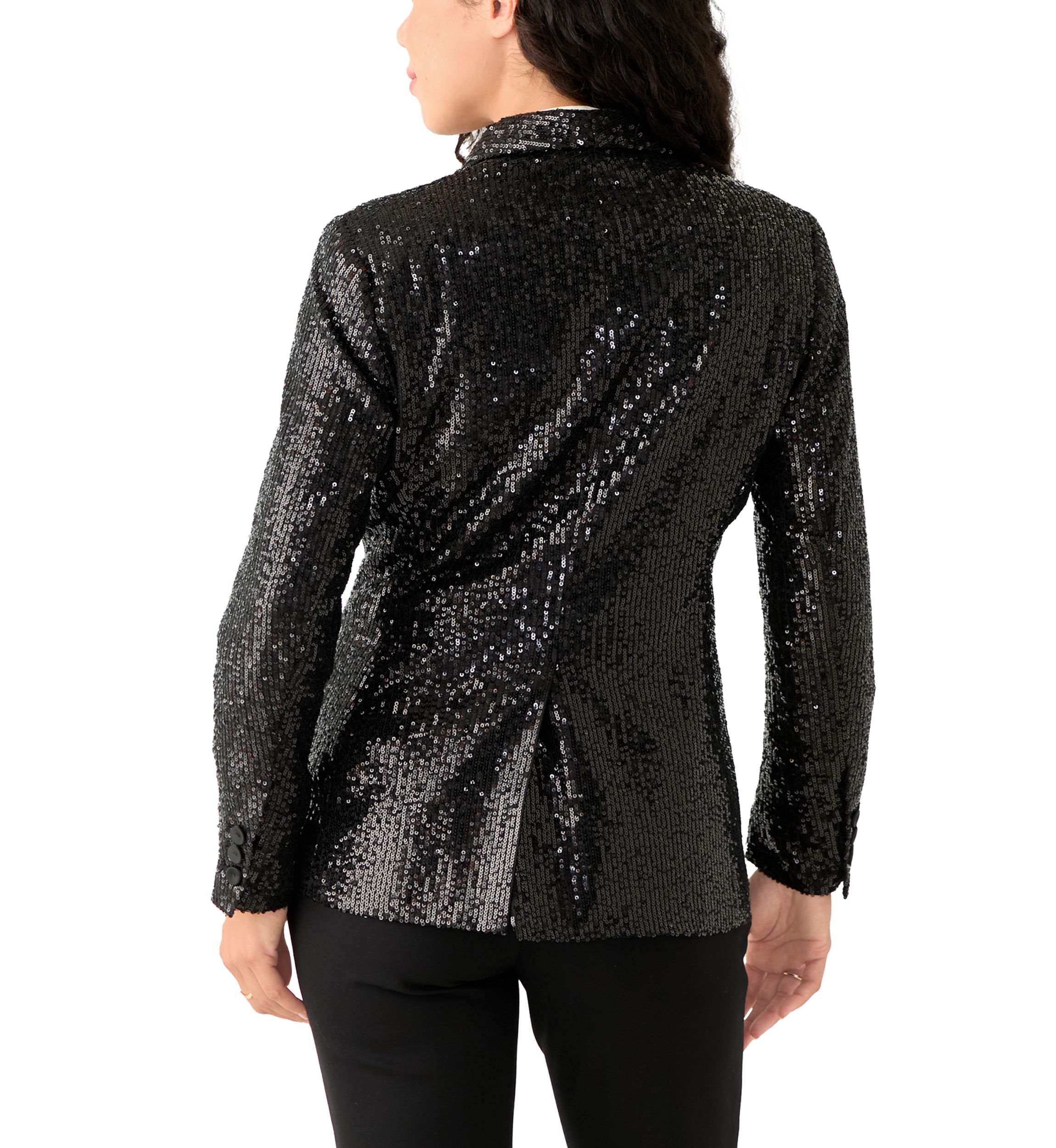 Petite Shawl Collar Sequin Blazer