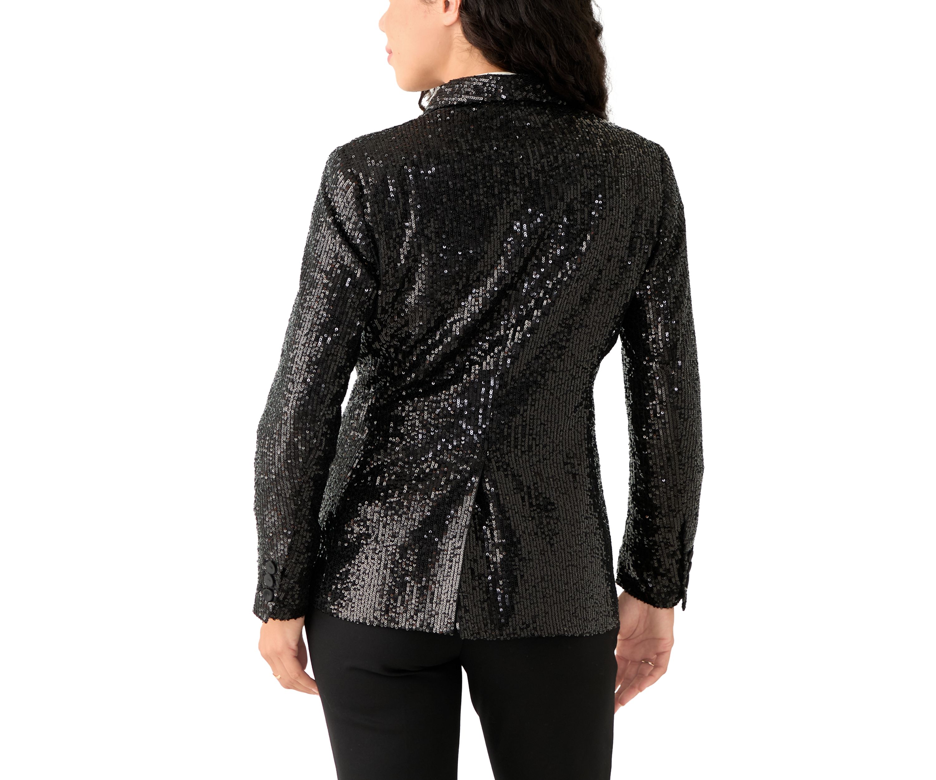 Petite Shawl Collar Sequin Blazer