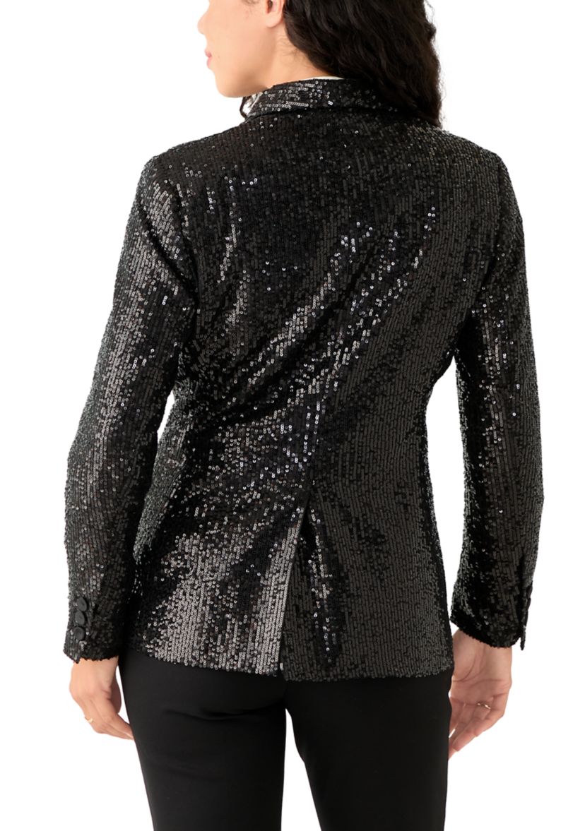 Petite Shawl Collar Sequin Blazer