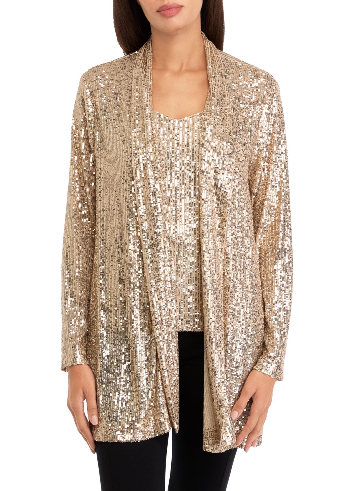 Womens Long Sleeve Sequin Cardigan