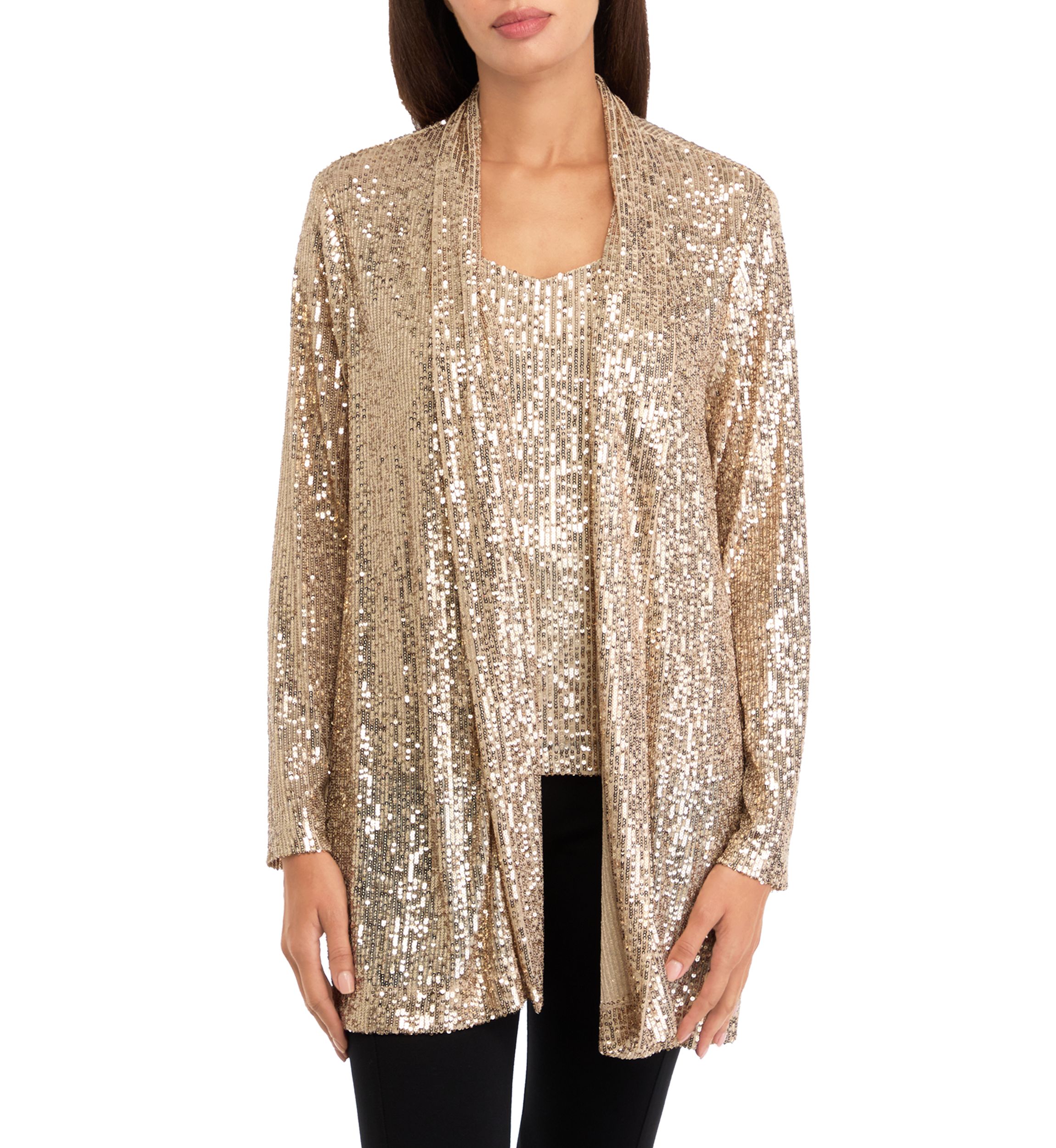 Womens Long Sleeve Sequin Cardigan