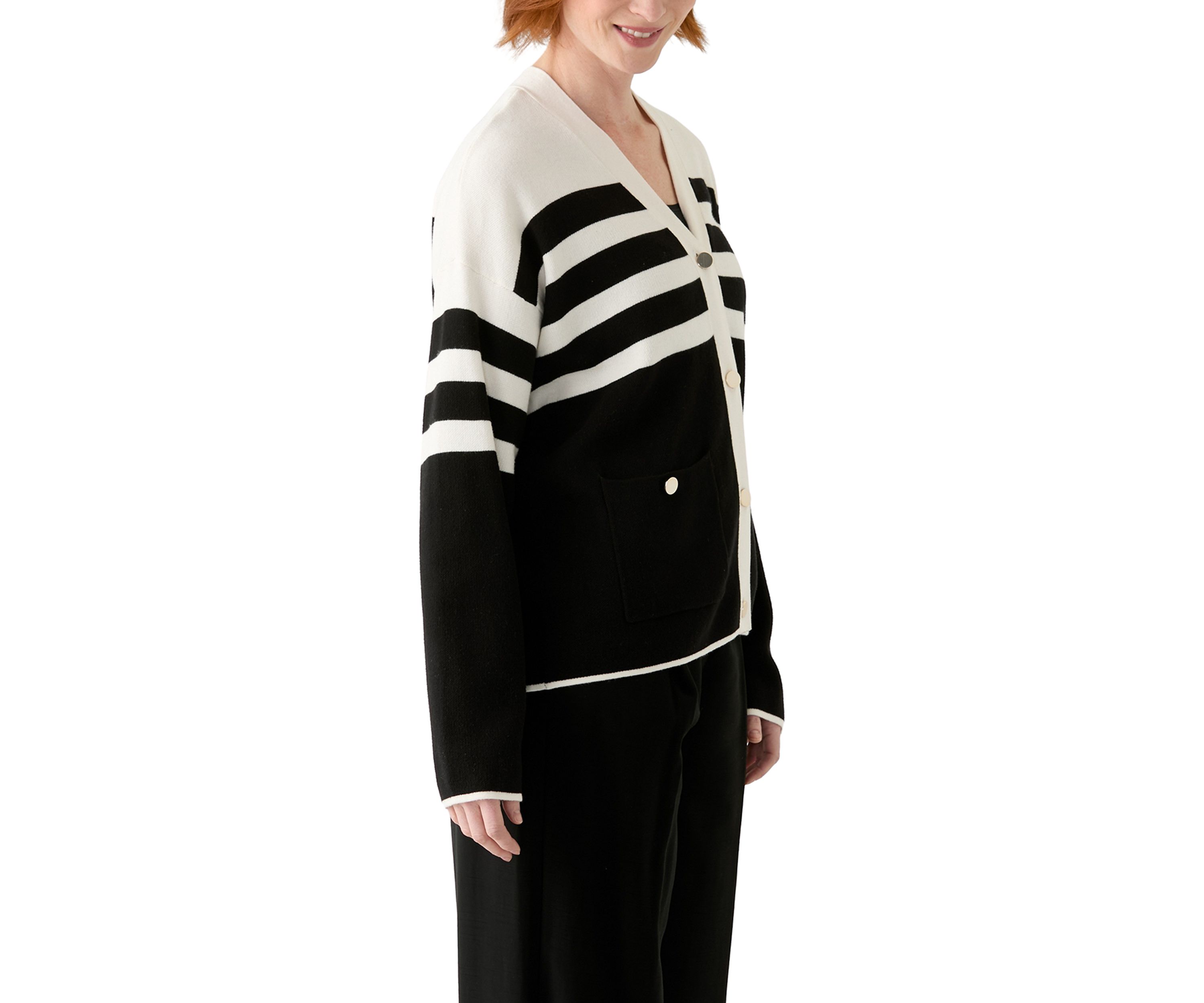 Womens Long Sleeve Striped Cardigan