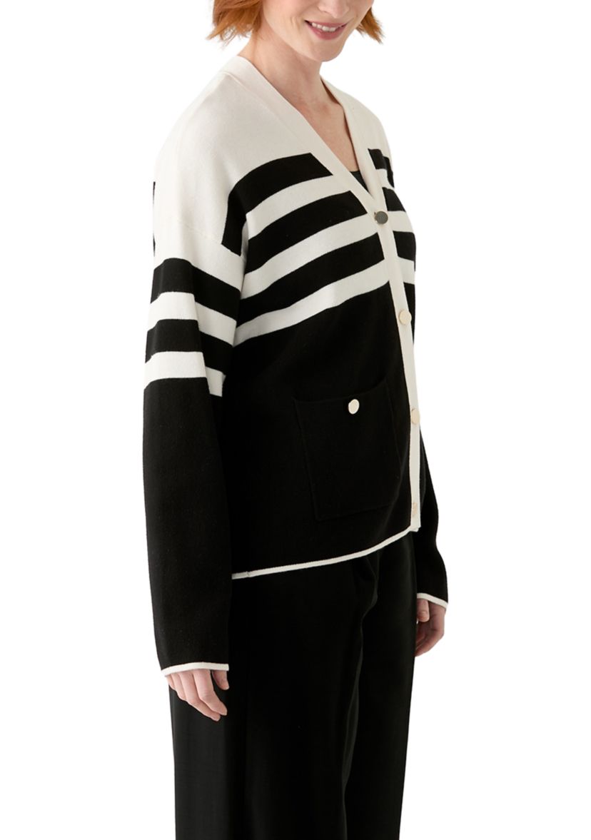 Womens Long Sleeve Striped Cardigan