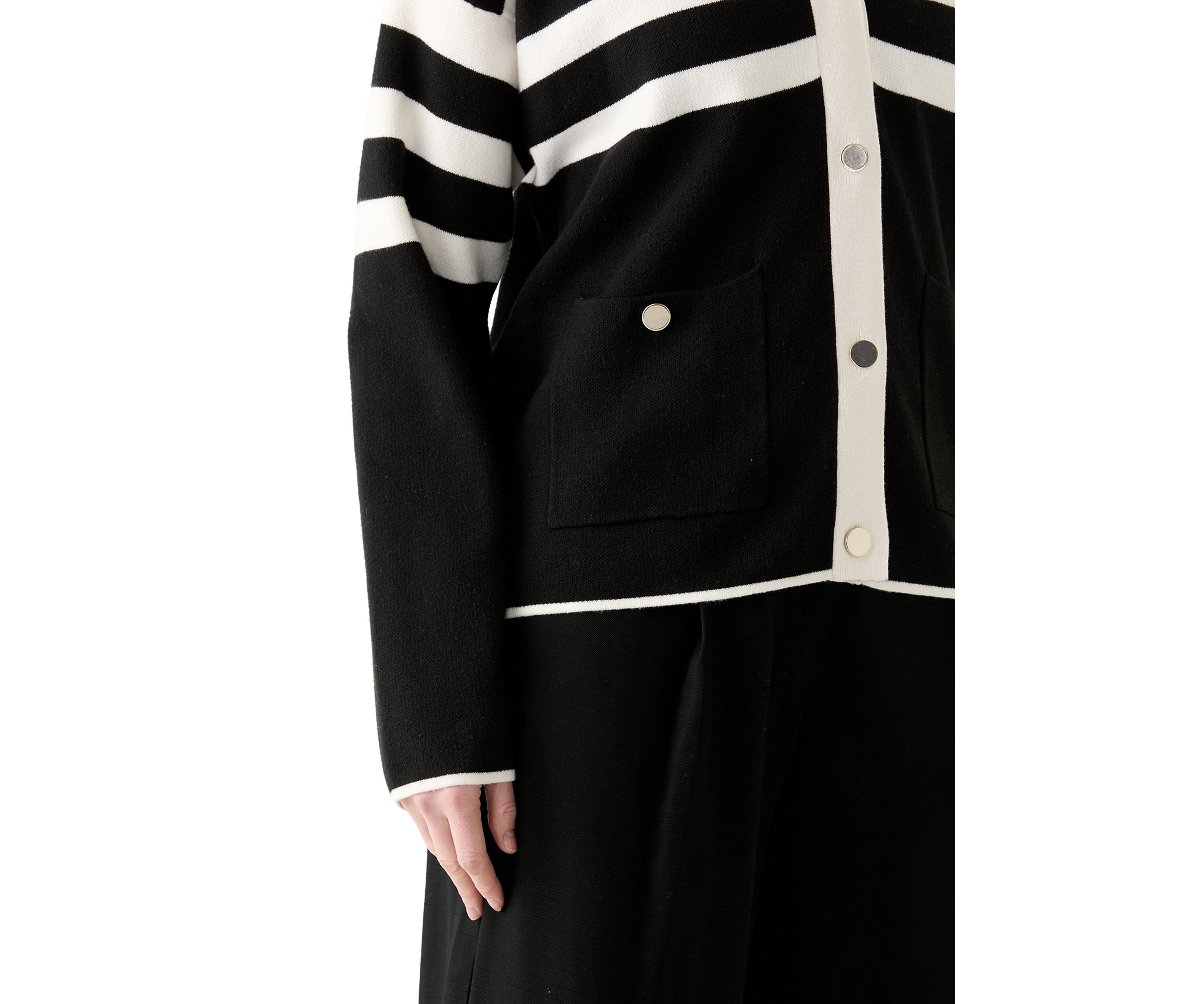 Womens Long Sleeve Striped Cardigan