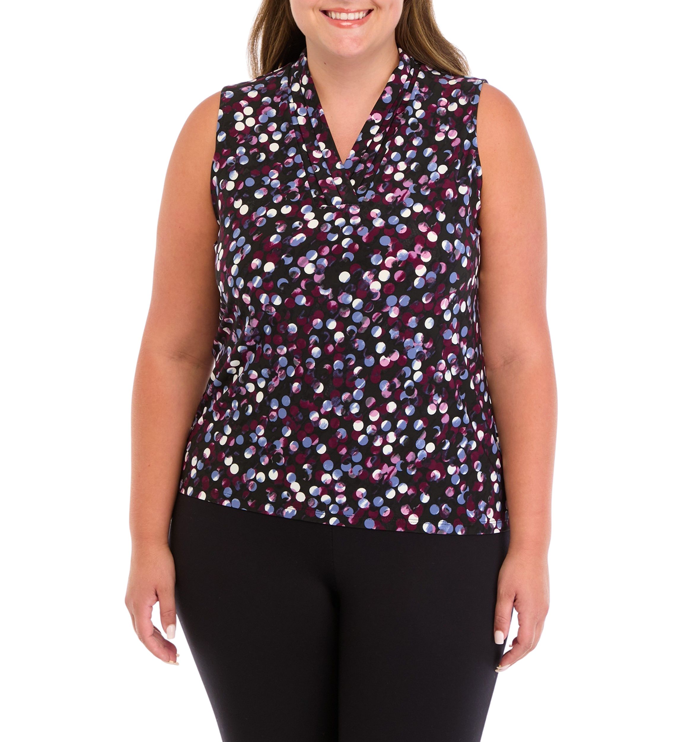Plus Size Printed Triple Pleat Top
