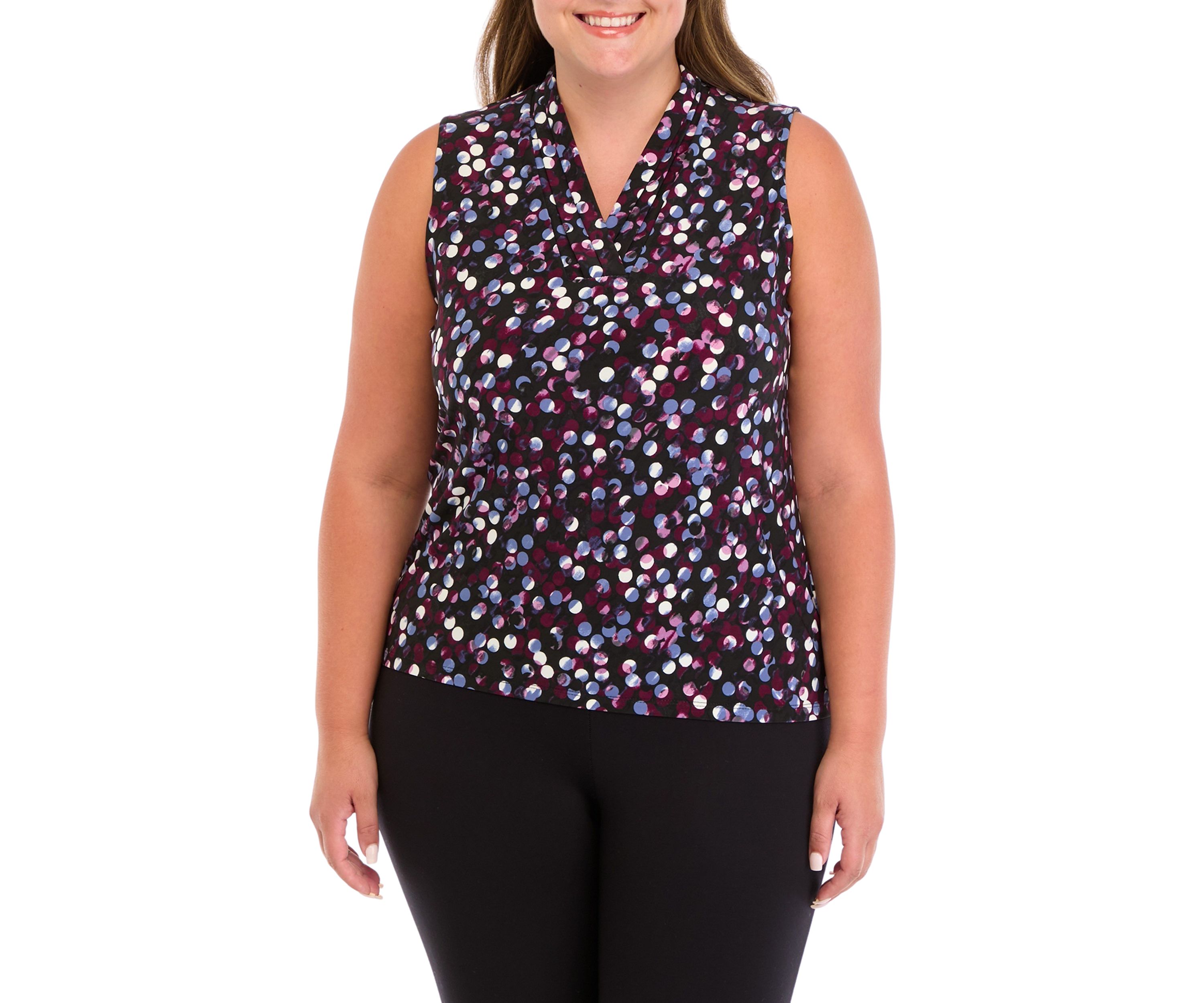 Plus Size Printed Triple Pleat Top