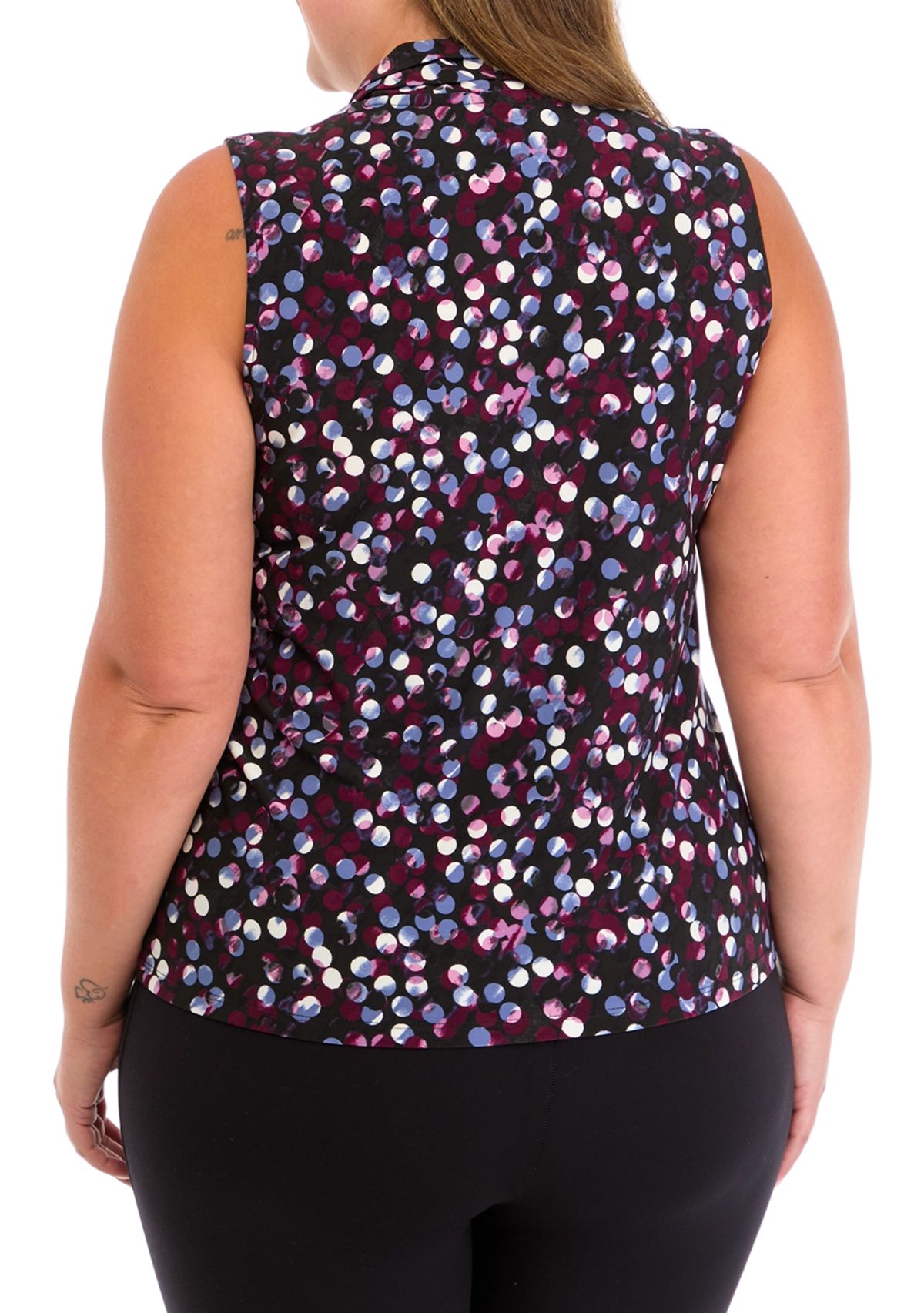Plus Size Printed Triple Pleat Top