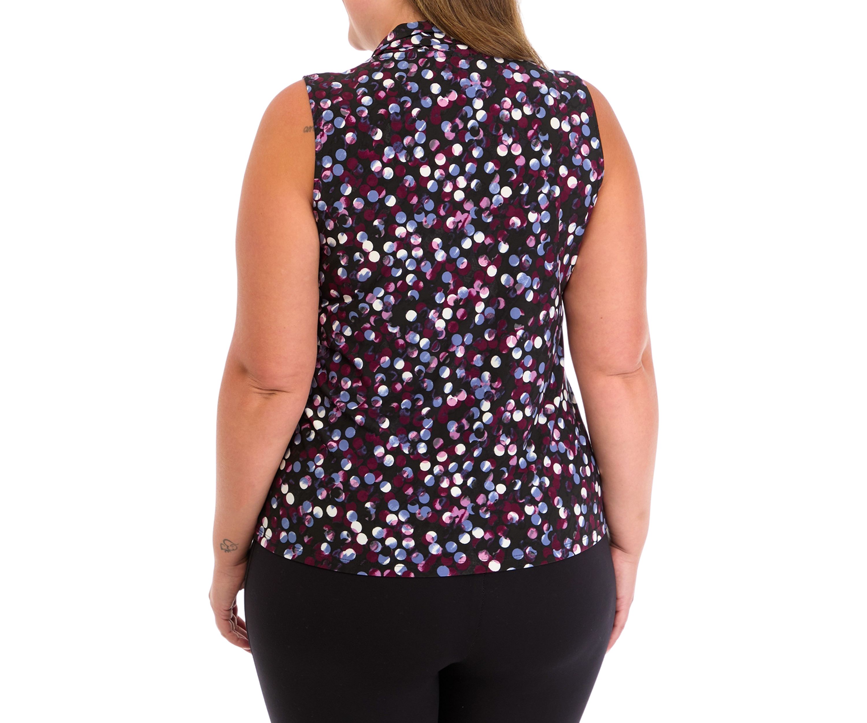Plus Size Printed Triple Pleat Top