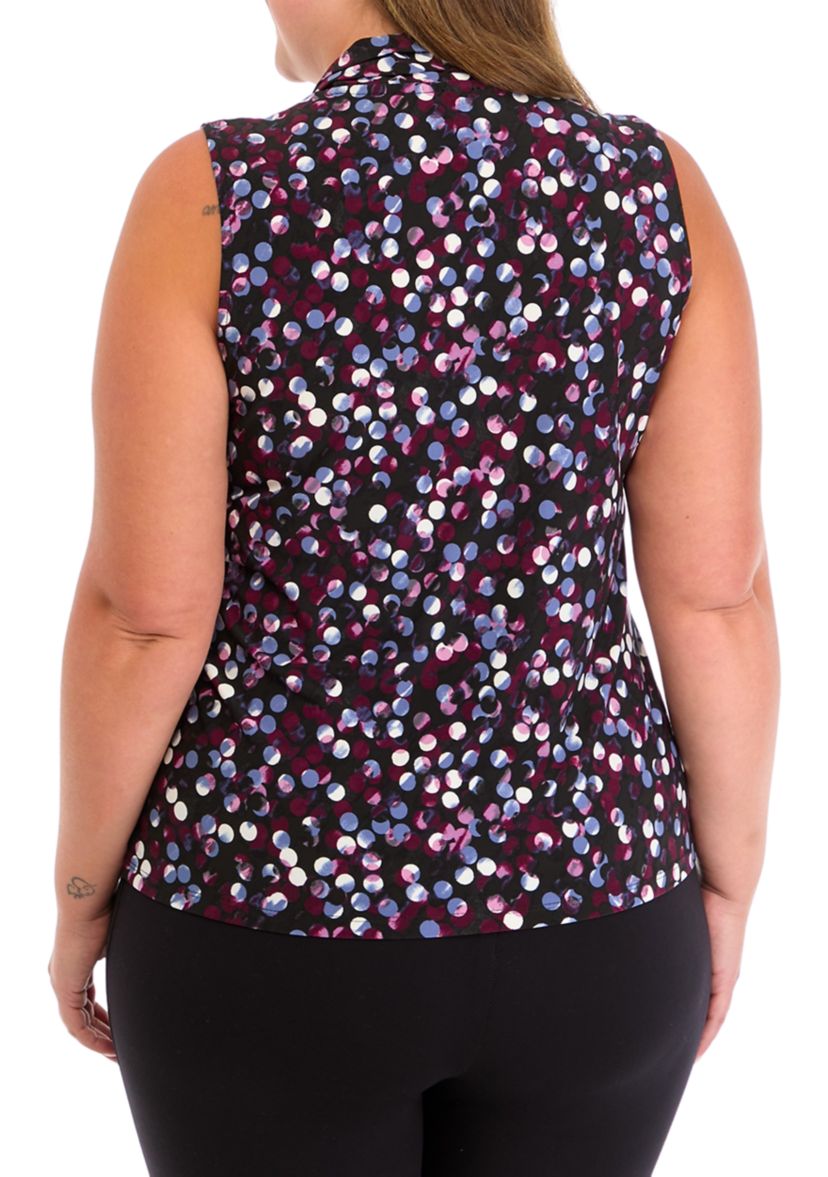 Plus Size Printed Triple Pleat Top